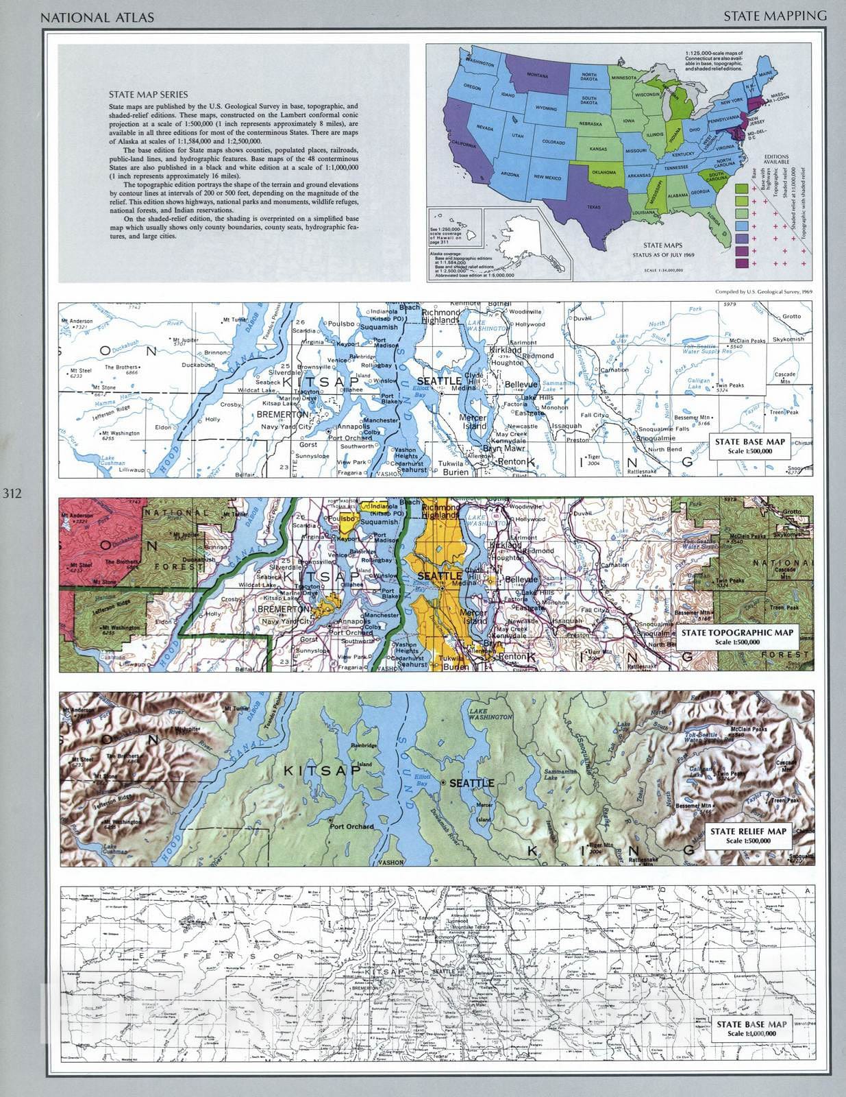 Historic 1970 Map - The National Atlas of The United States of America. - State Mapping