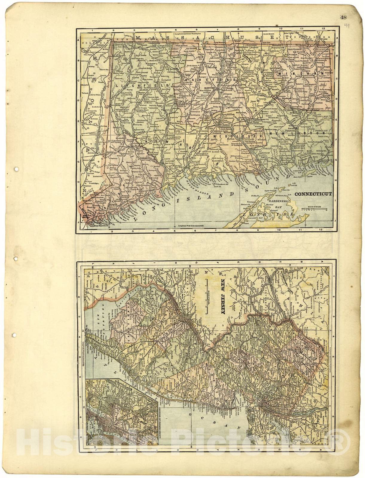 Historic 1896 Map - Riddell's Greene County Atlas, 1896. - Connecticut; New Jersey - Riddell's Atlas of Greene County, Ohio :