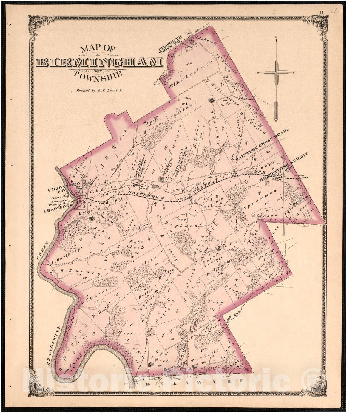Historic 1875 Map - Combination Atlas map of Delaware County, Pennsylvania - Upper Darby Township - New Historical Atlas of Delaware Co, Pennsylvania :