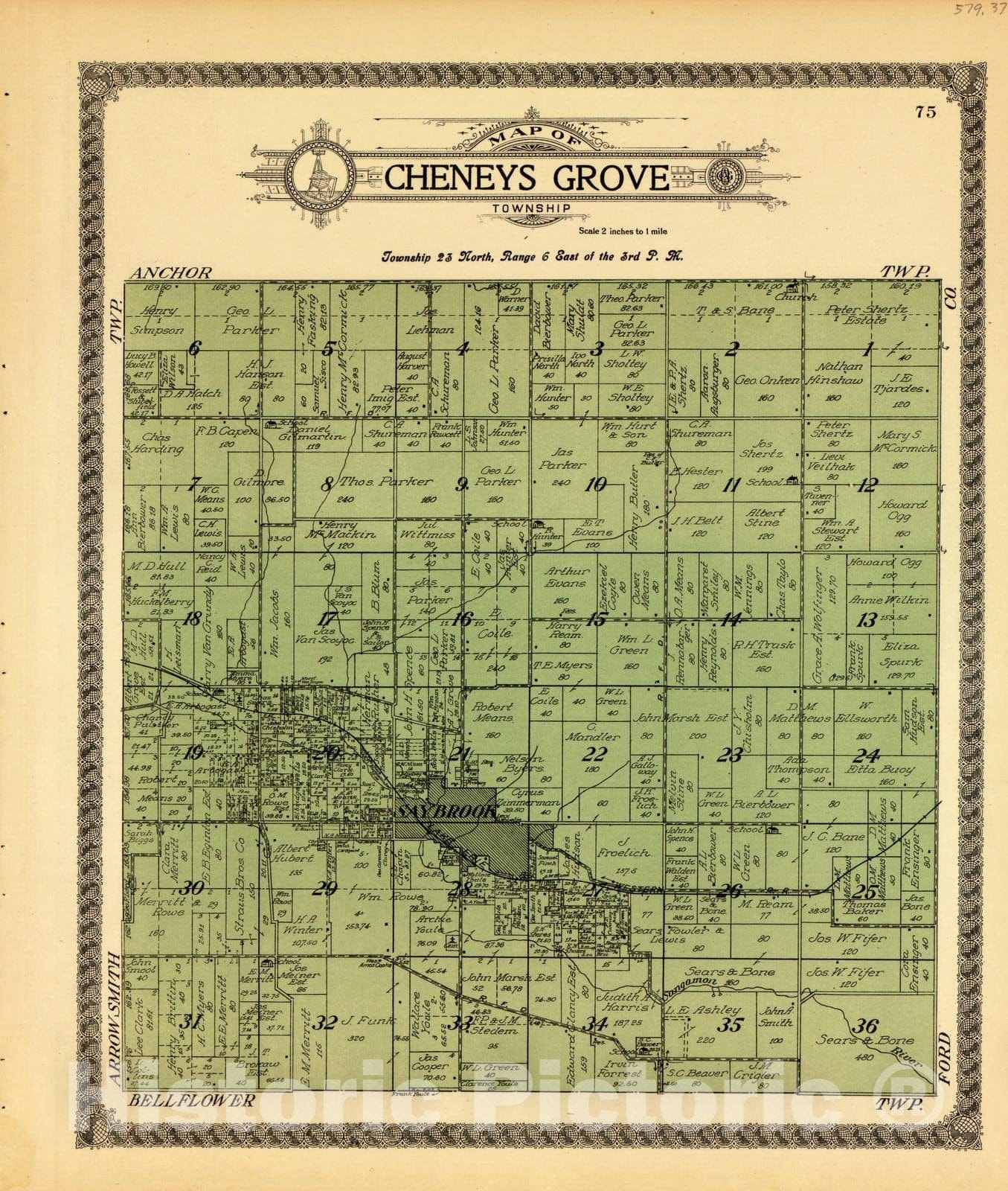Historic 1914 Map - Standard Atlas of McLean County, Illinois, Including a plat Book of The Villages, Cities and townships of The County. - Martin