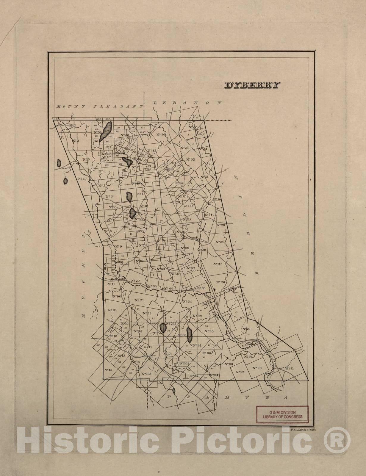 Historic 1828 Map - Warrantee landholdings in The townships of Wayne County, Pa, ca. 1828-1835