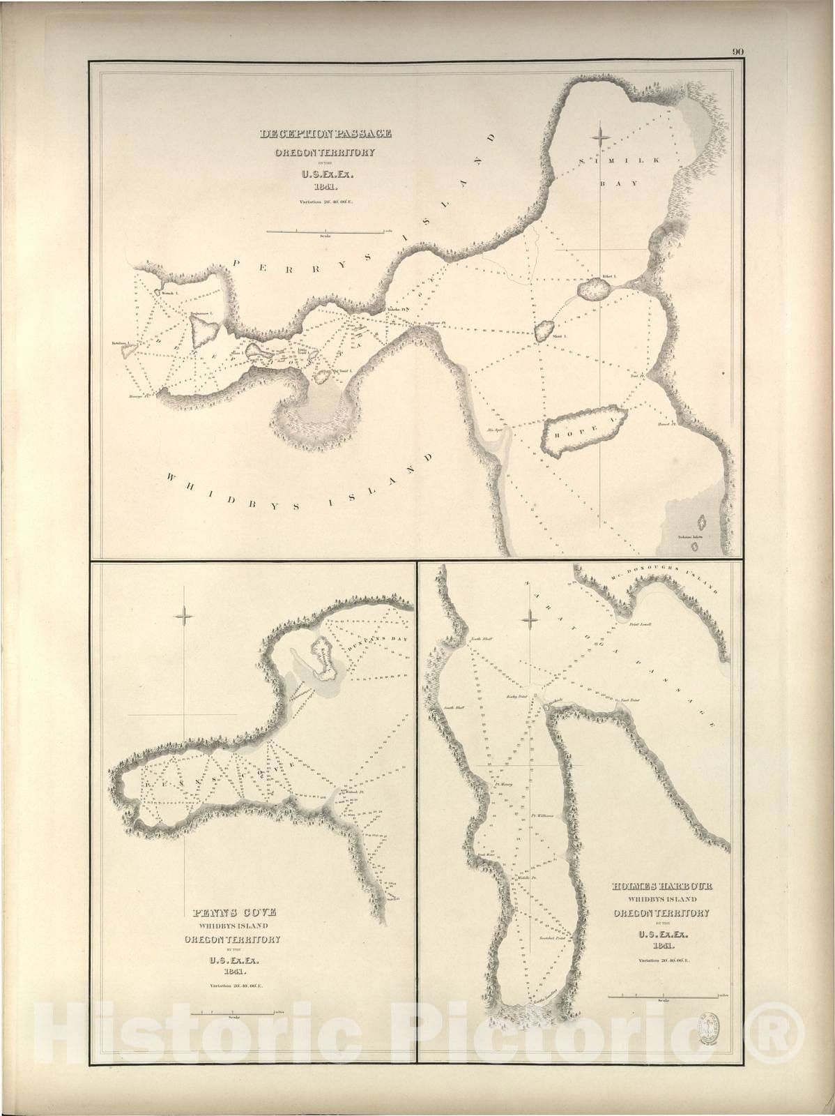 Historic 1844 Map - Atlas of The Narrative of The United States Exploring Expedition - Map of Sacramento River and Bay of San Pablo with Harbour of San Francisco