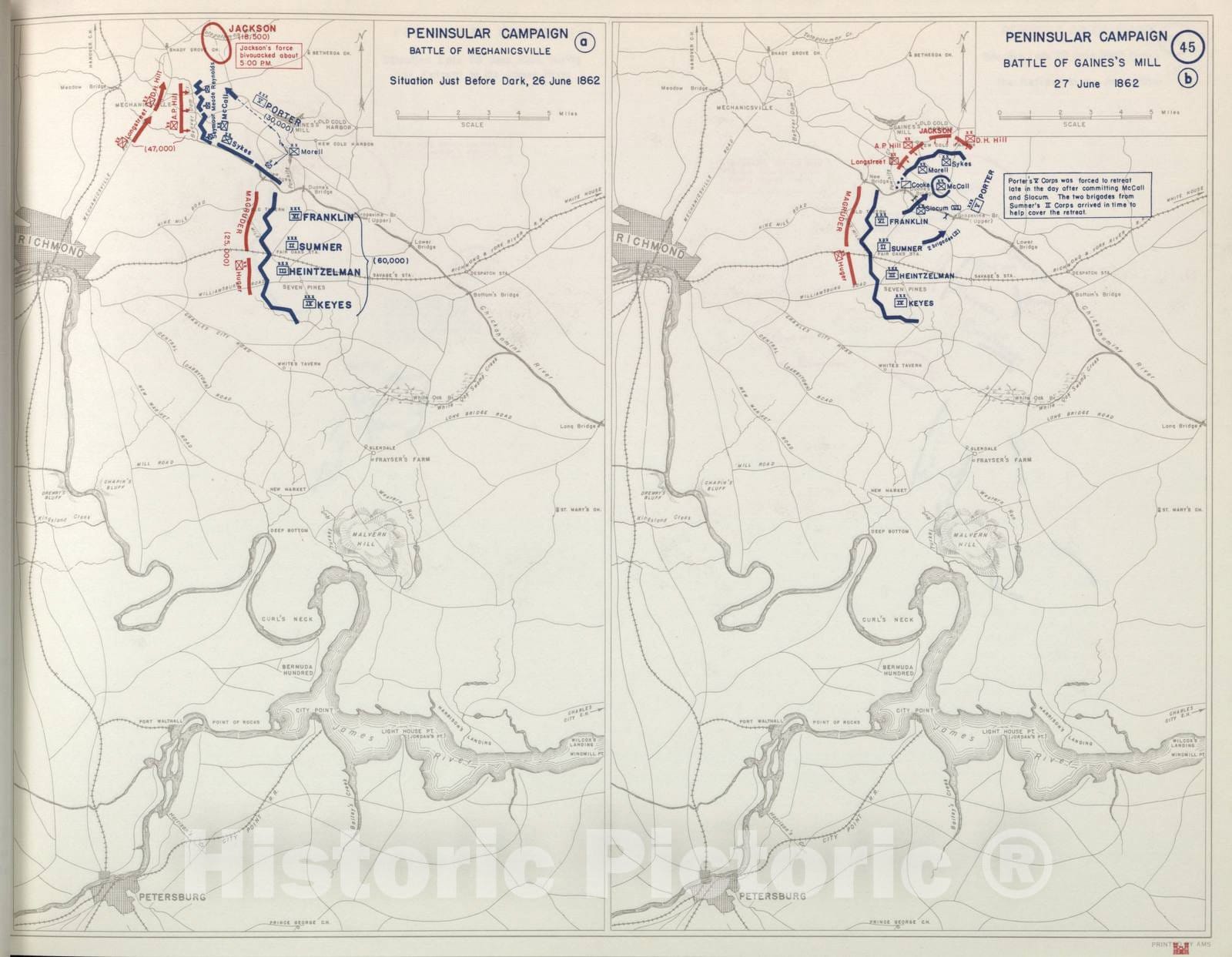 Historic 1956 Map - Atlas to accompany Steele's American campaigns - American Civil War: Peninsular Campaign, 1862 4
