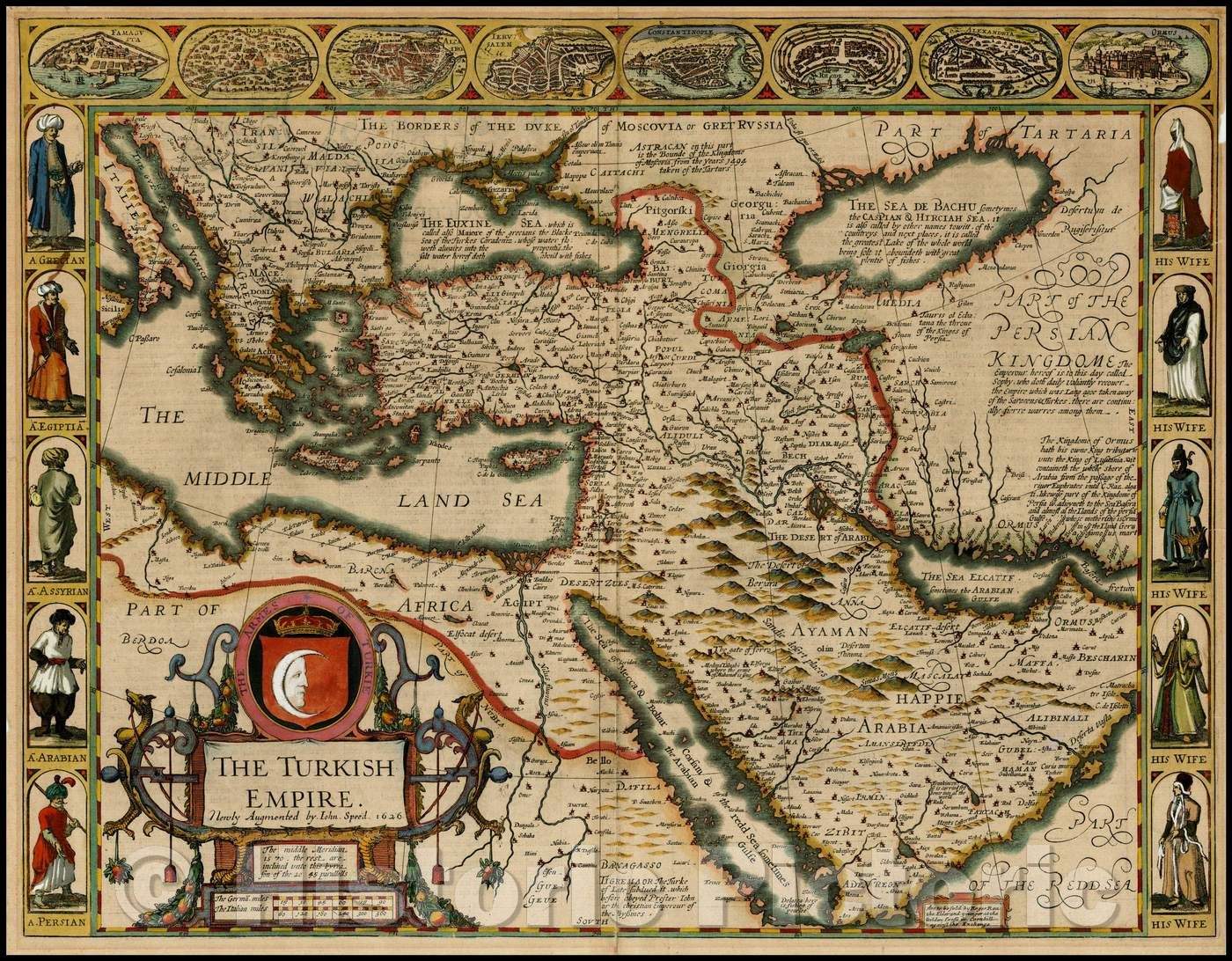 Turkish Empire Speed Map 1676 Historical Print | Historic Pictoric