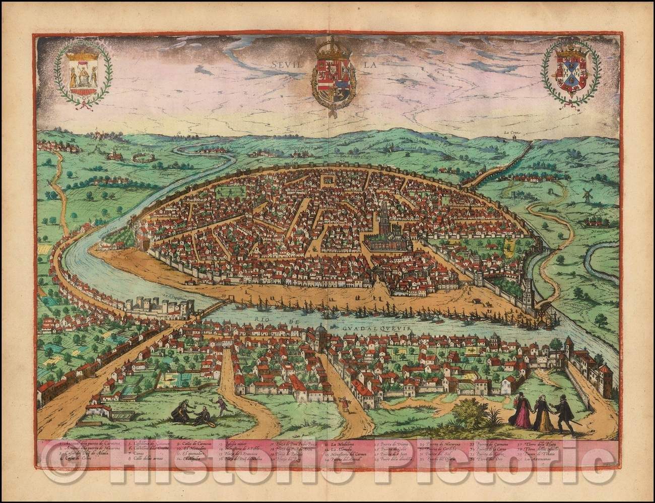 Historic Map - Sevilla, 1588, Georg Braun v2