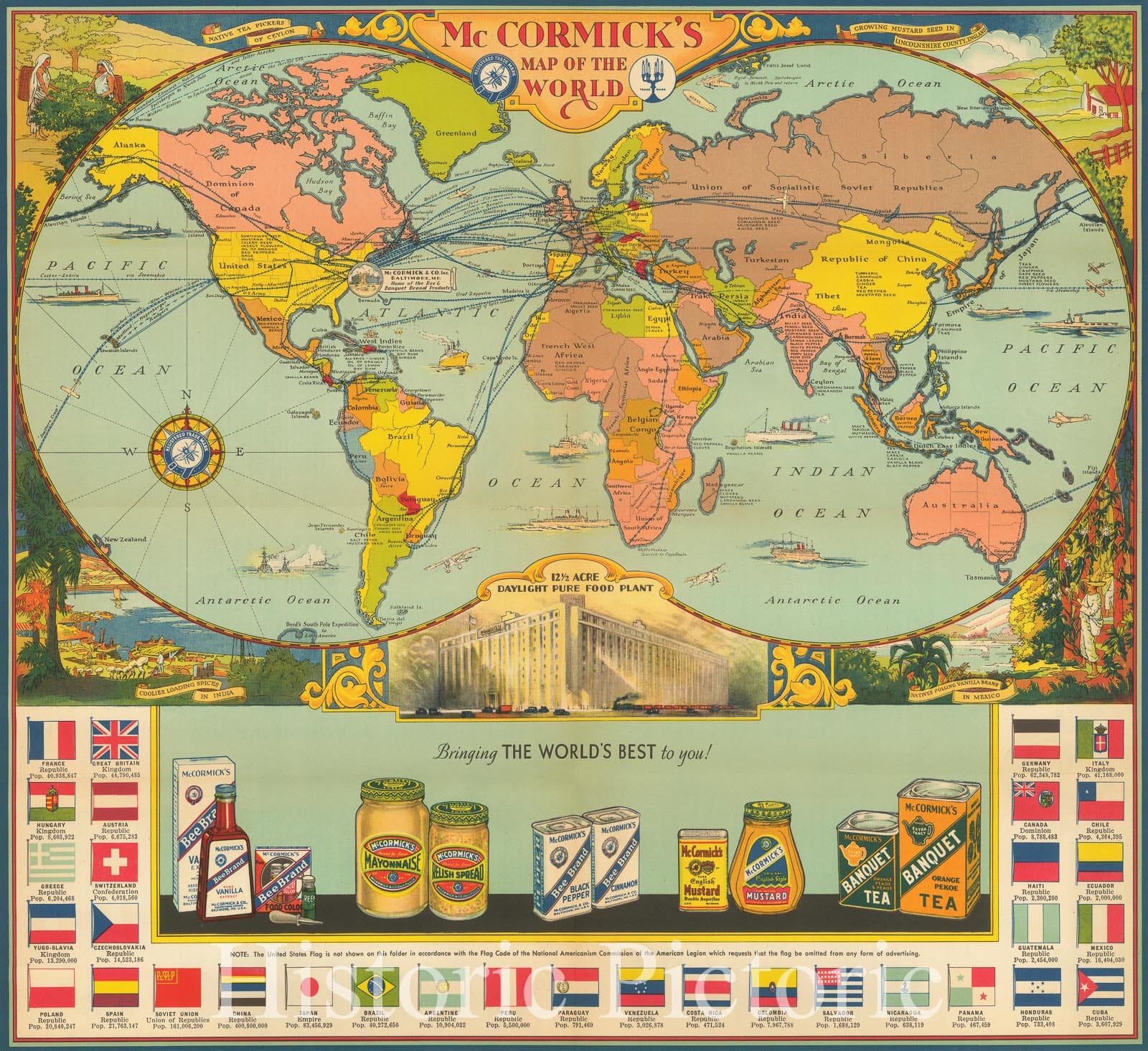 McCormick's Trade Map 1931 - Historical World Map Print – Historic