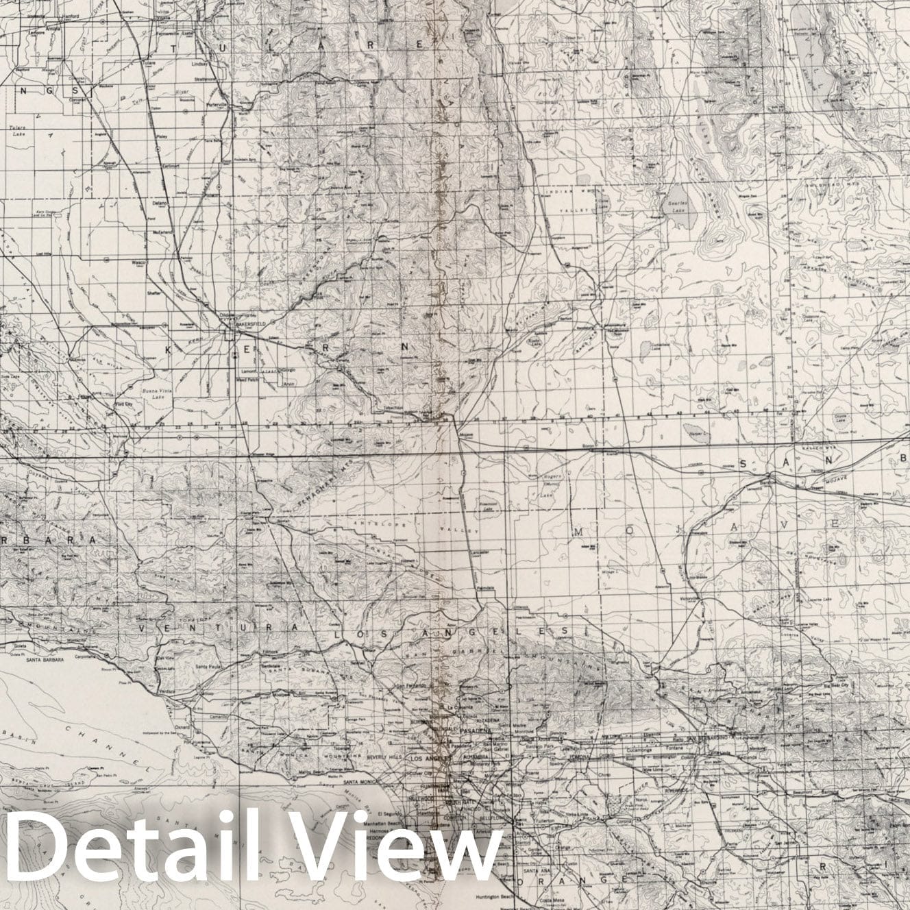 Historic Map : State of California, South Half. (Built-up Areas)., 1952, Vintage Wall Decor