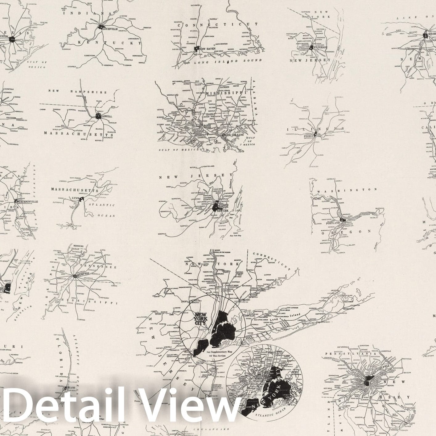 Historic Map : Index Maps: (Ninety-one small vicinity/index maps of cities of United States and Canada)., 1929, Vintage Wall Decor