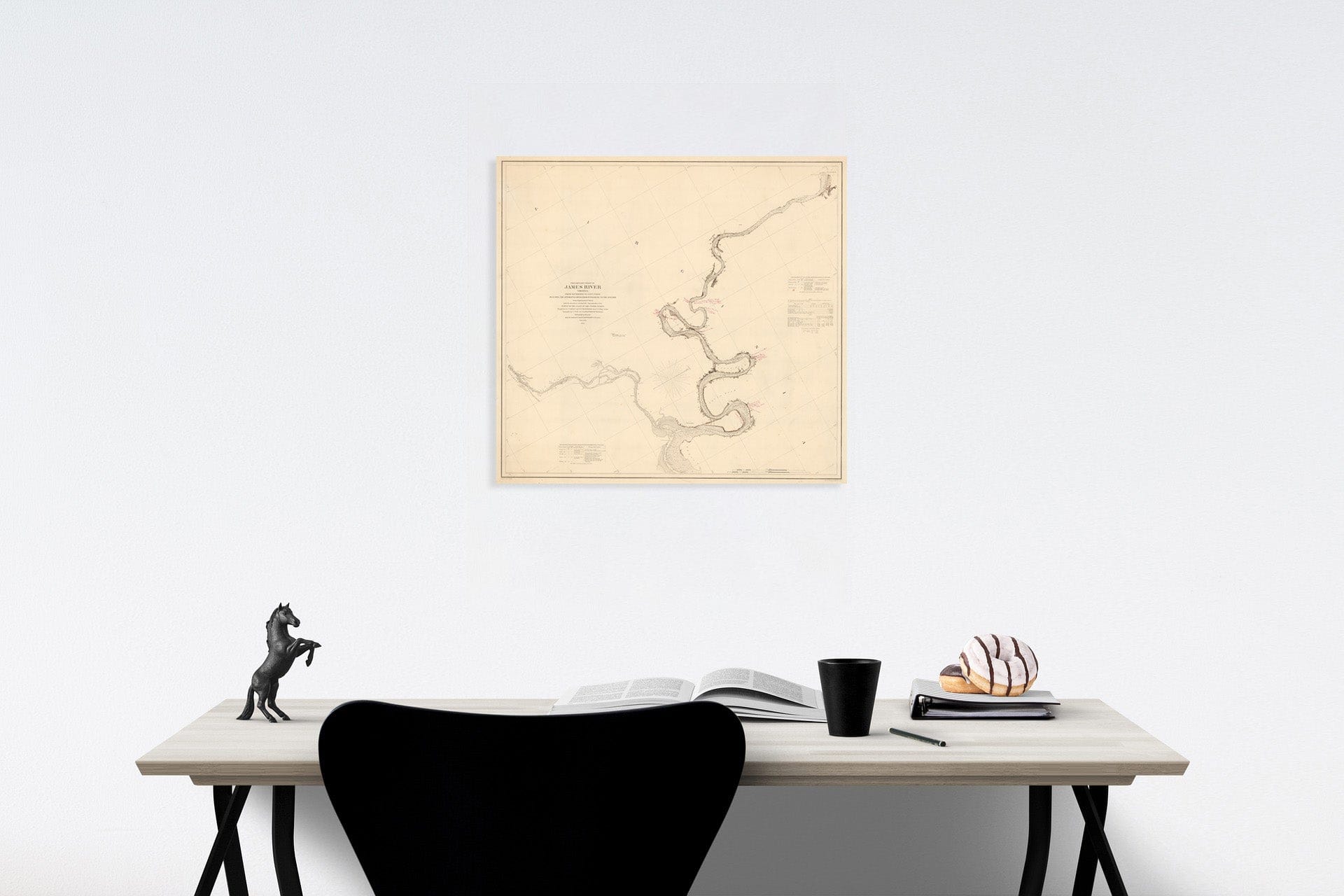 Historic Map : Preliminary chart of James River, 1855, Vintage Wall Decor