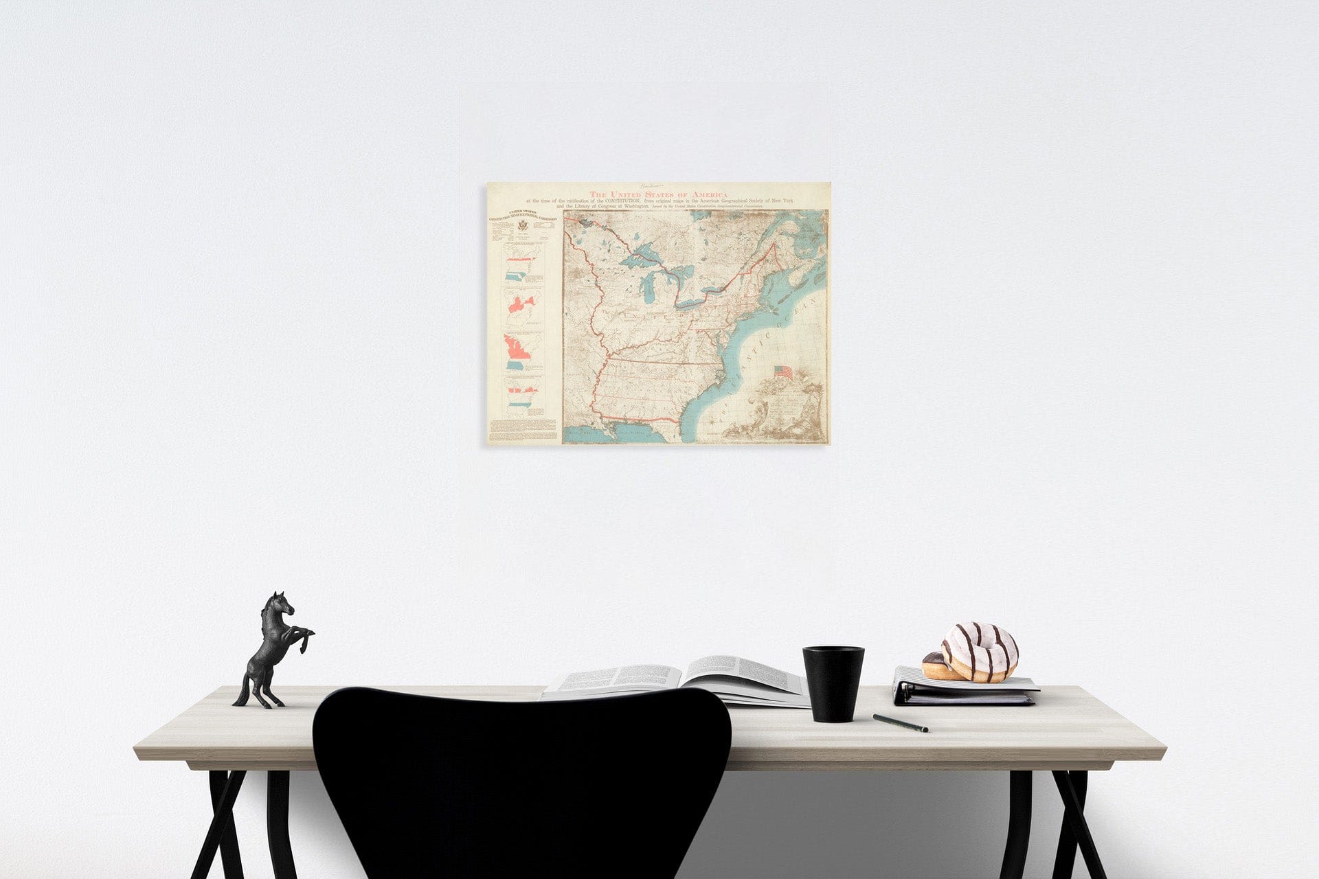 Historic Map : The United States of America at the time of the ratification of the Constitution, 1938, Vintage Wall Decor