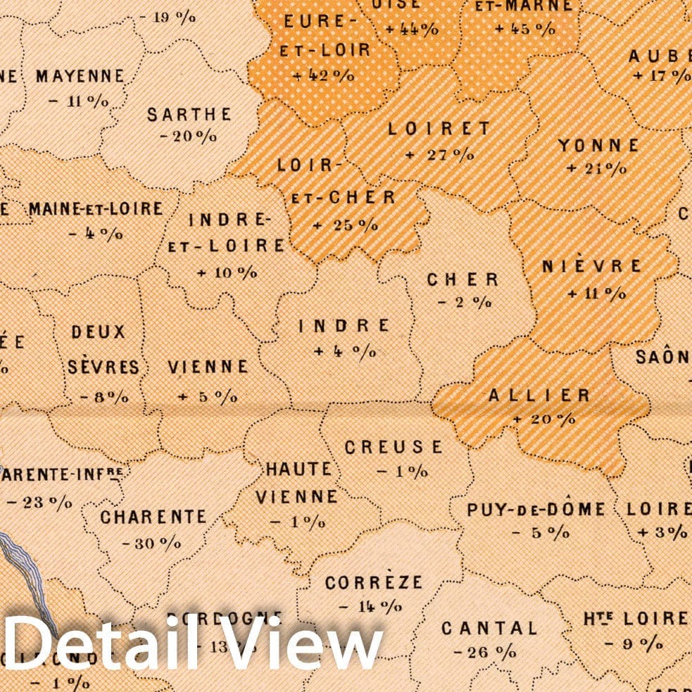 Historic Map : VII. Production du froment par hectare surface ensemencee, En 1882, 1887, Vintage Wall Decor