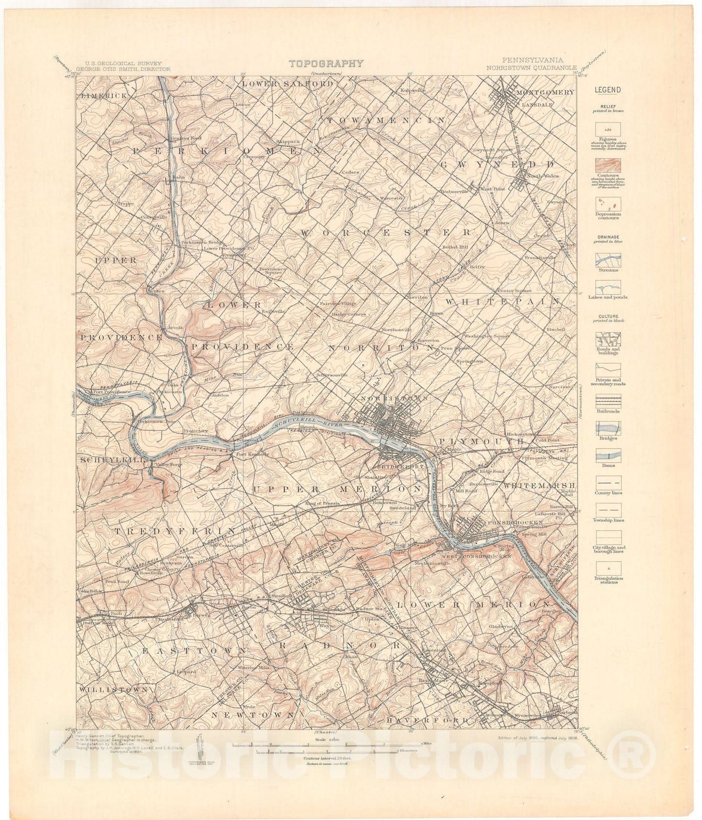 Map : Philadelphia folio, Norristown, Germantown, Chester, and Philadelphia, Pennsylvania-New Jersey-Delaware, 1909 Cartography Wall Art :