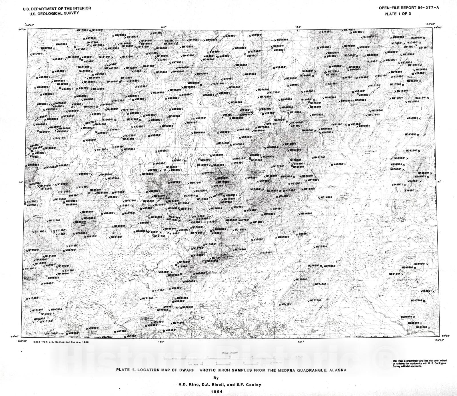 Map : Analytical results and sample locality maps of samples of the ash of dwarf arctic birch, black spruce, white spruce, and tamarack, 1994 Cartography Wall Art :