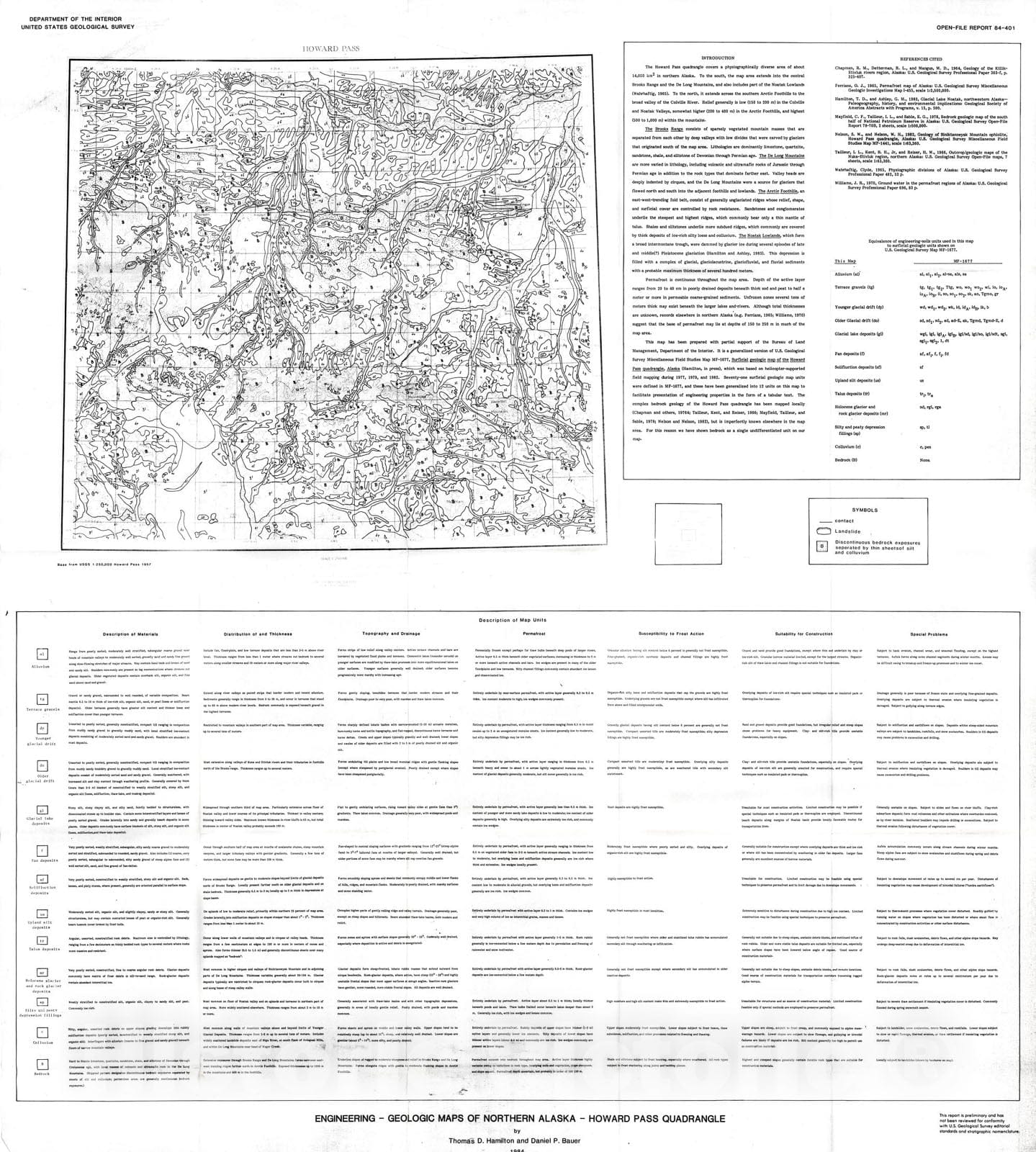 Map : Engineering-geologic maps of northern Alaska, Howard Pass quadrangle, 1984 Cartography Wall Art :