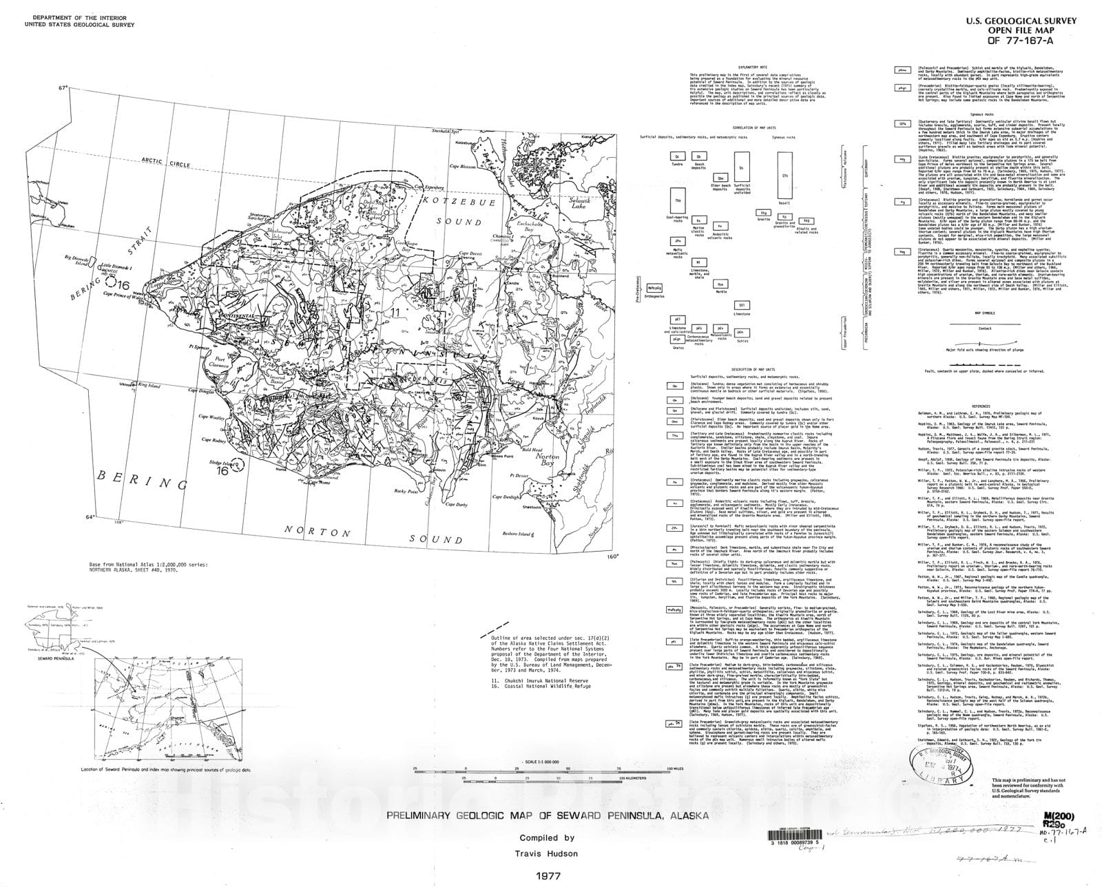 Map : Preliminary geologic map of Seward Peninsula, Alaska, 1977 Cartography Wall Art :