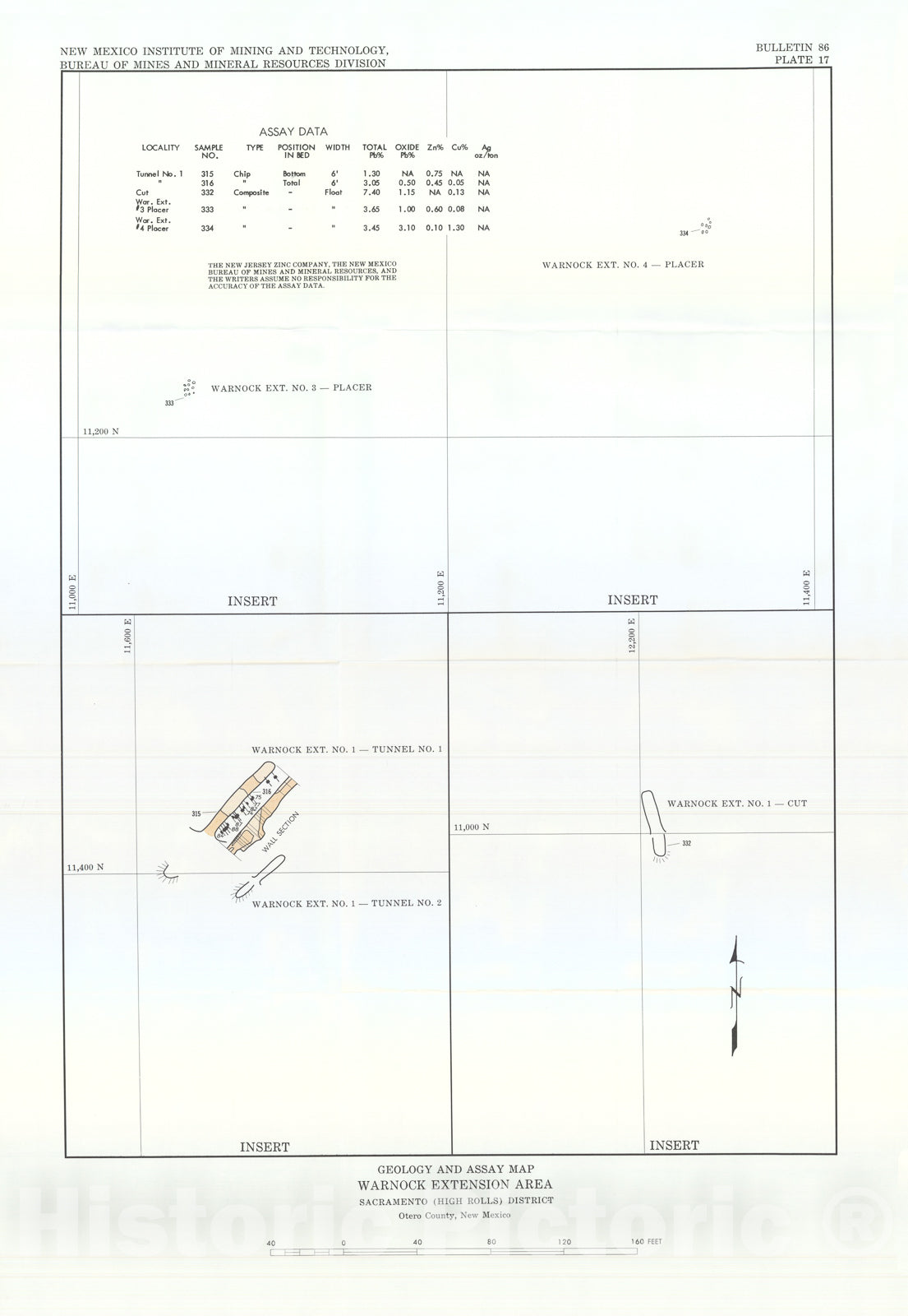 Map : Geology and assay map-Warnock extension area, 1965 Cartography Wall Art :