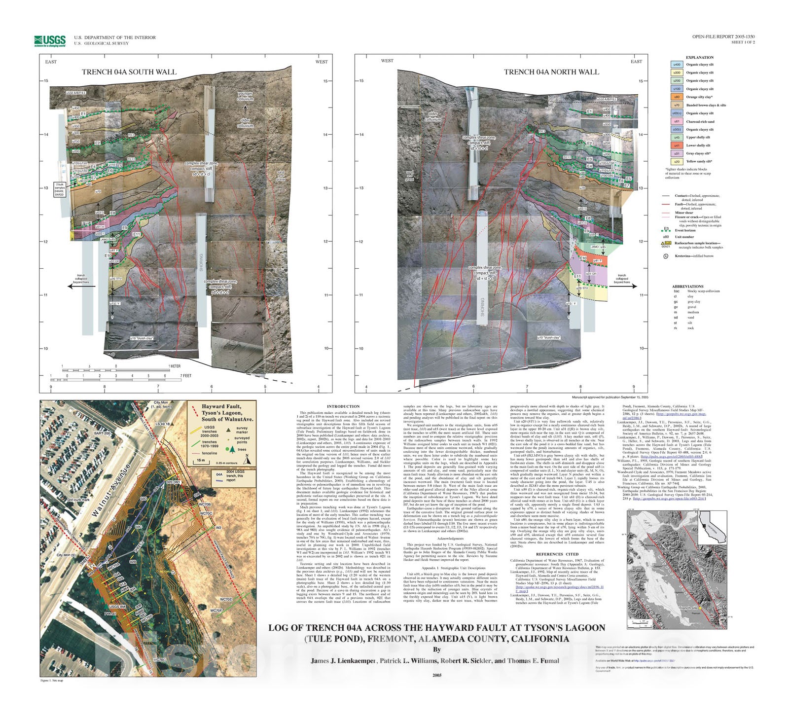 Map : Log of trench 04A across the Hayward fault at Tyson's Lagoon (Tule Pond), Fremont, Alameda County, California, 2005 Cartography Wall Art :