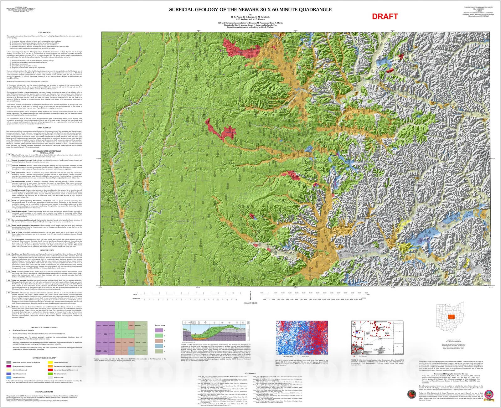 Map : Surficial geology of the Newark thirty x sixty minute quadrangle (revised 2012), 2002 Cartography Wall Art :