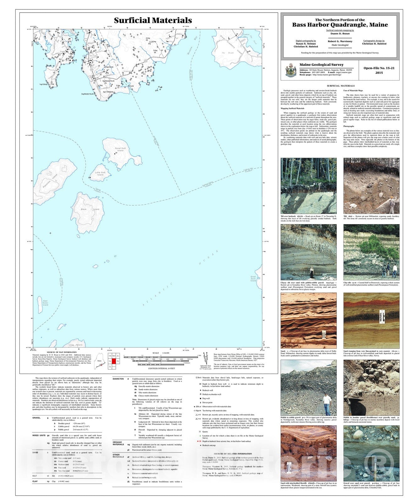 Map : Surficial materials of the northern portion of the Bass Harbor quadrangle, Maine, 2015 Cartography Wall Art :