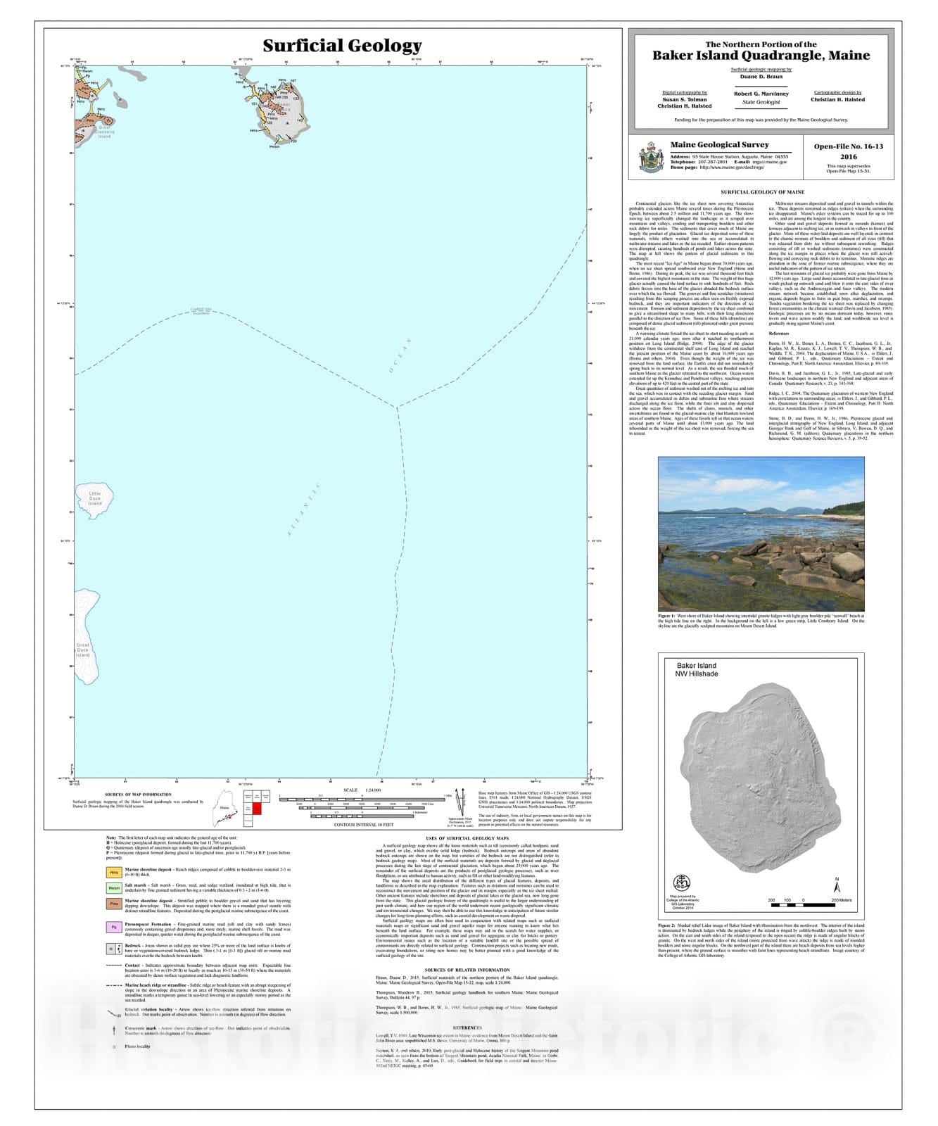 Map : Surficial geology of the northern portion of the Baker Island quadrangle, Maine, 2016 Cartography Wall Art :