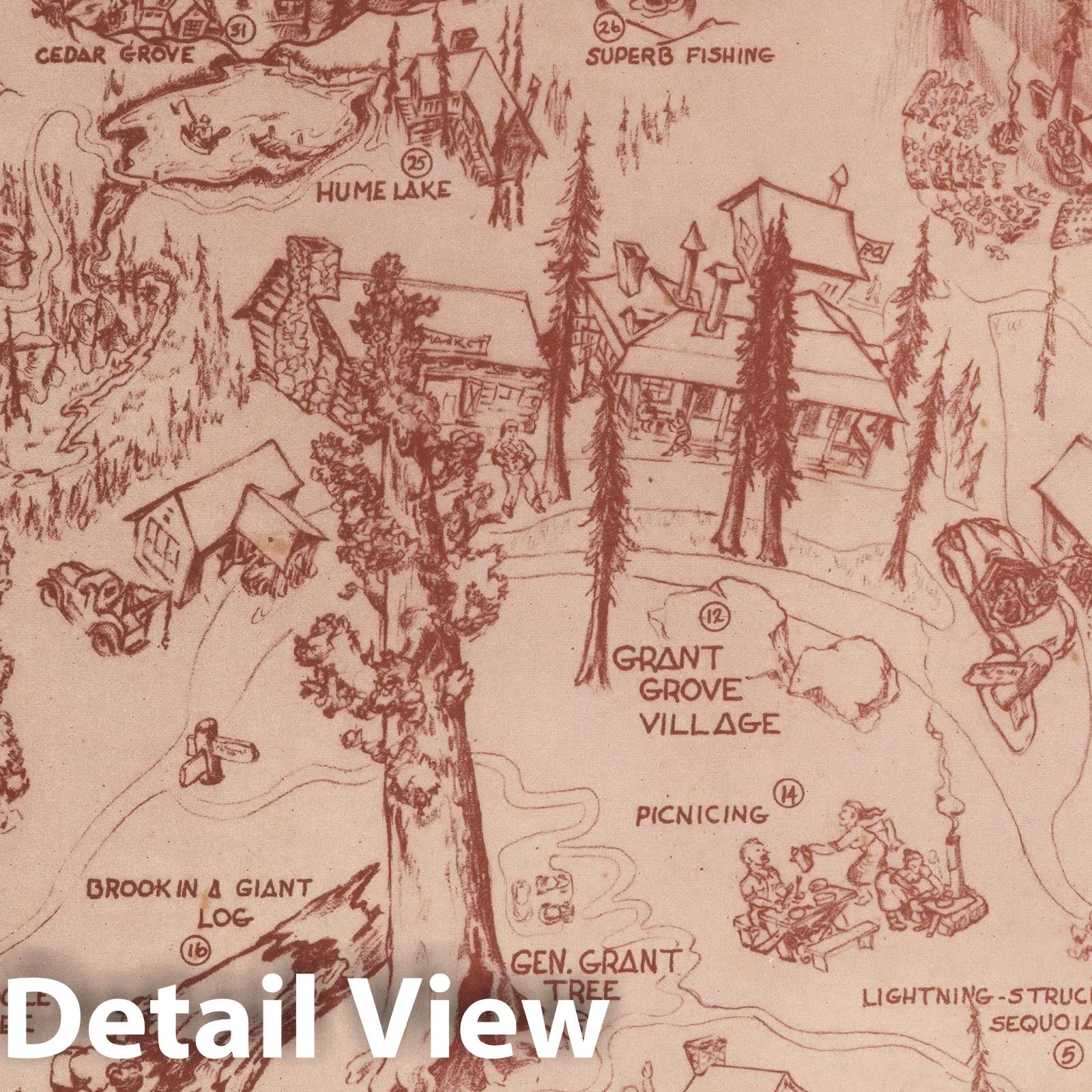 Historic Map : Kings Canyon National Park, 1945, Vintage Wall Art
