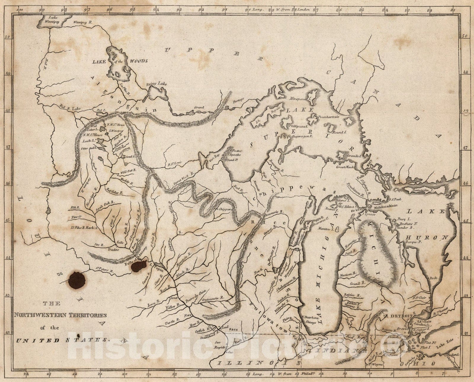 Historic Map : The Northwestern Territories of the United States, 1816, Vintage Wall Art