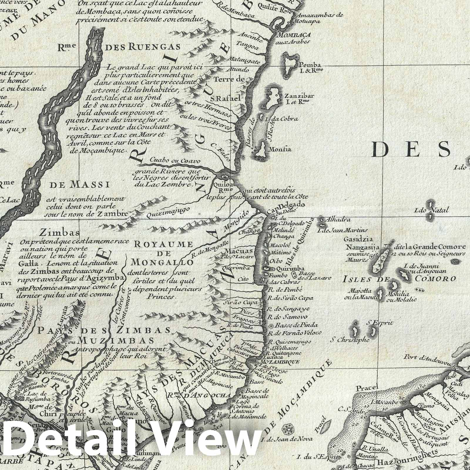 Historic Map : East Africa and South Africa, D'Anville, 1727, Vintage Wall Art