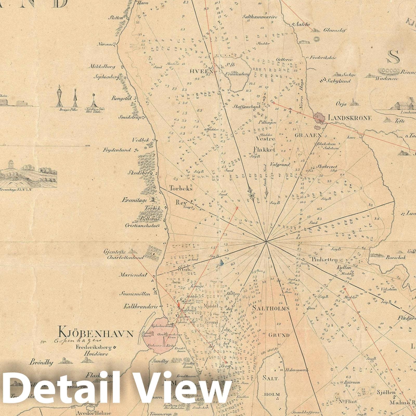 Historic Map : Nautical Chart Oresund Strait: Denmark and Sweden