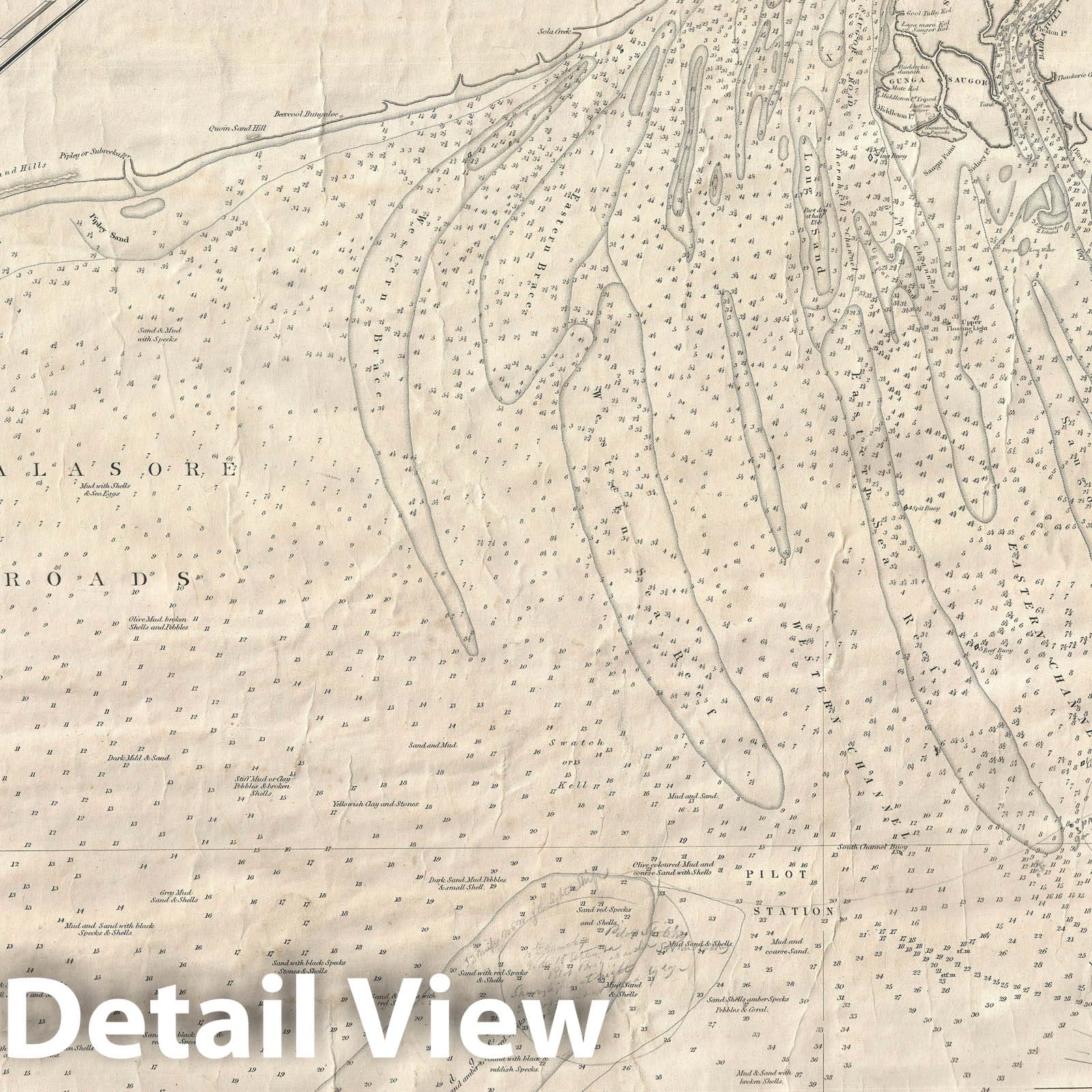 Historic Map : The Hooghly River Delta, India, Walker, 1850, Vintage Wall Art