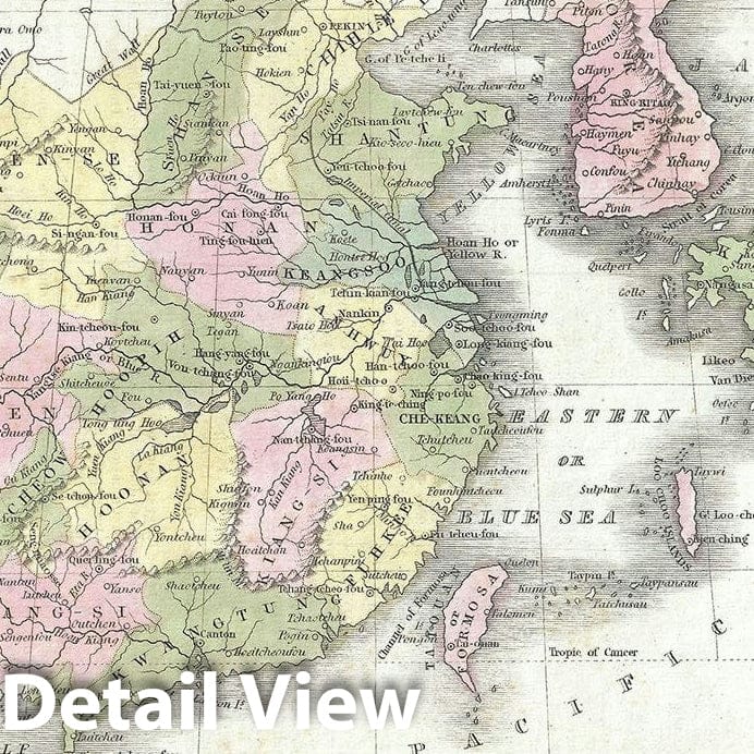 Historic Map : China and Japan, BraArtd, 1835, Vintage Wall Art