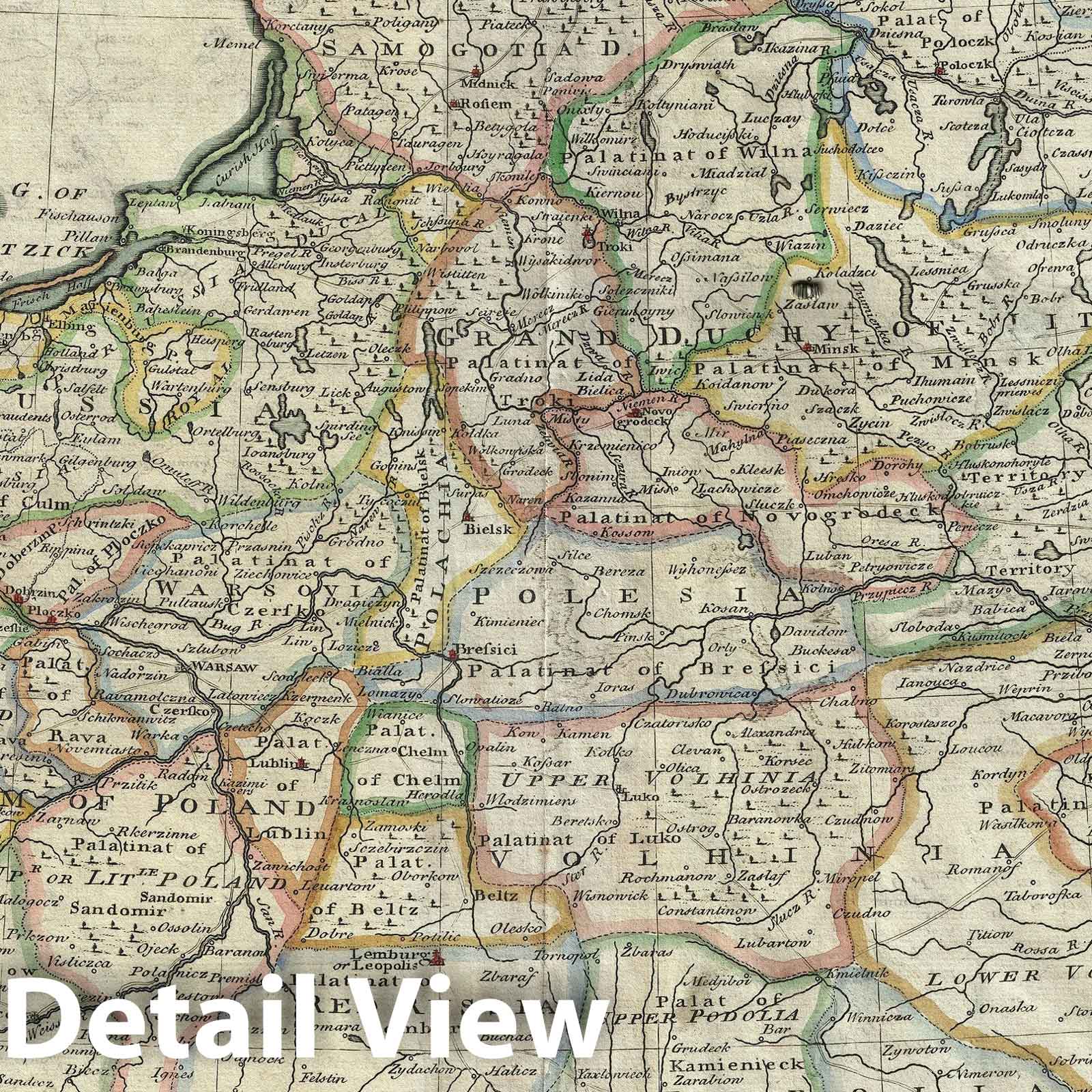 Historic Map : Poland and Lithuania, Bowen, 1747, Vintage Wall Art