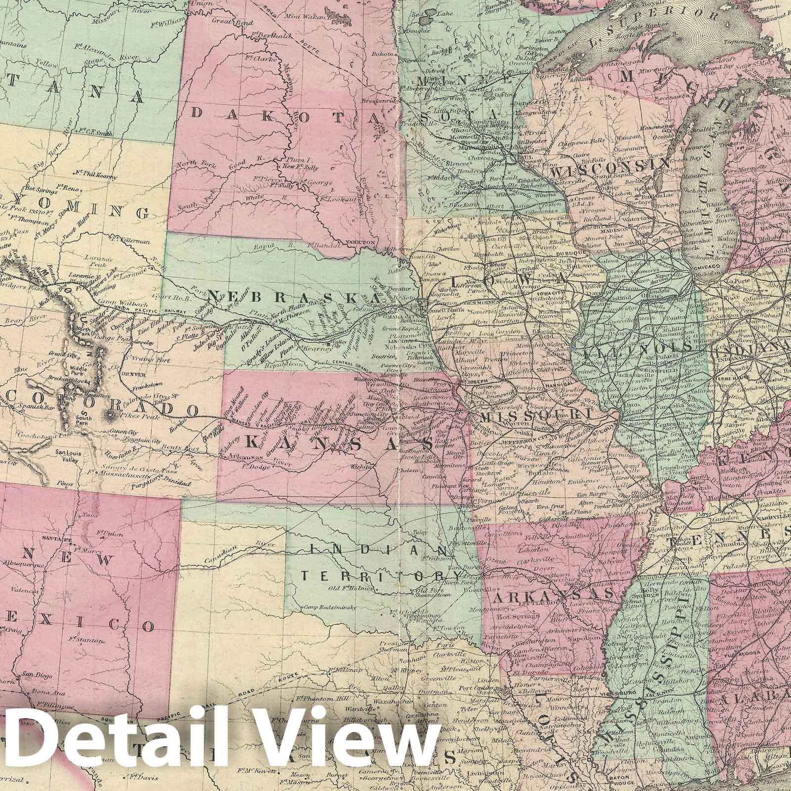 Historic Map : The United States, Walling and Gray, 1871, Vintage Wall Art