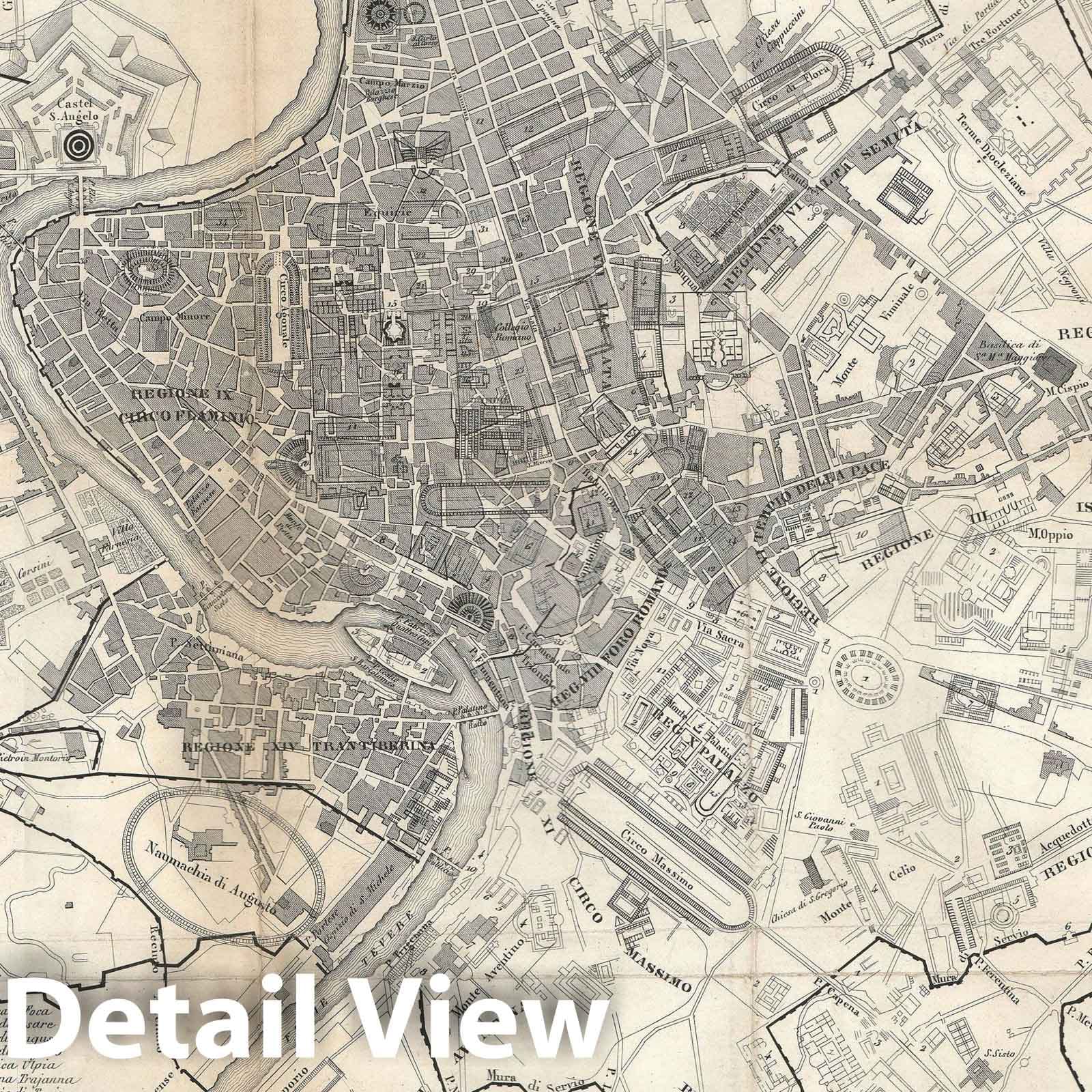 Historic Map : Plan of Rome, Italy, Vandermeren, 1823, Vintage Wall Art