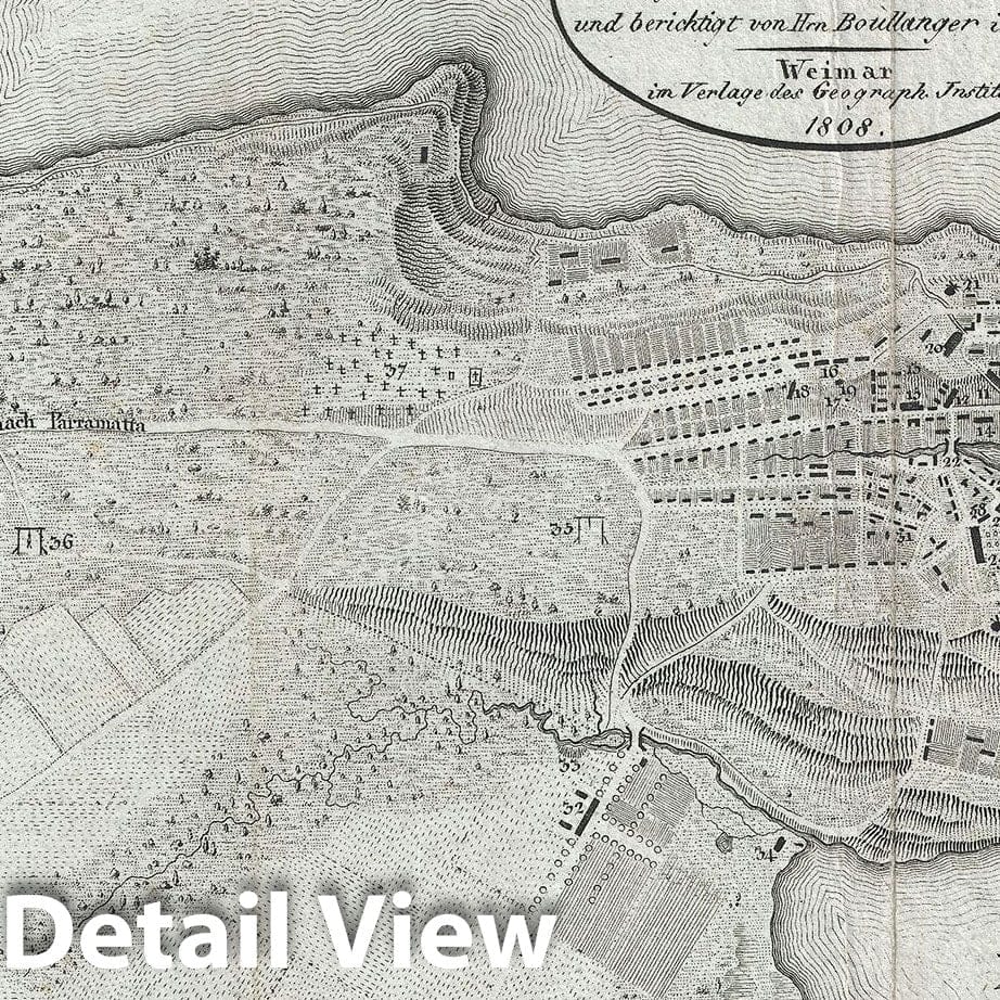 Historic Map : Sydney, New South Wales, Australia, Lesueur and Boullanger, 1808, Vintage Wall Art