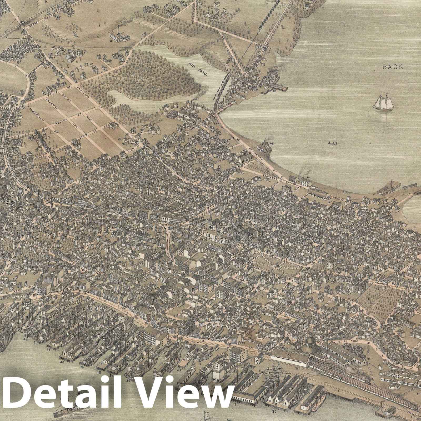 Historic Map : Bird's Eye View Portland, Maine