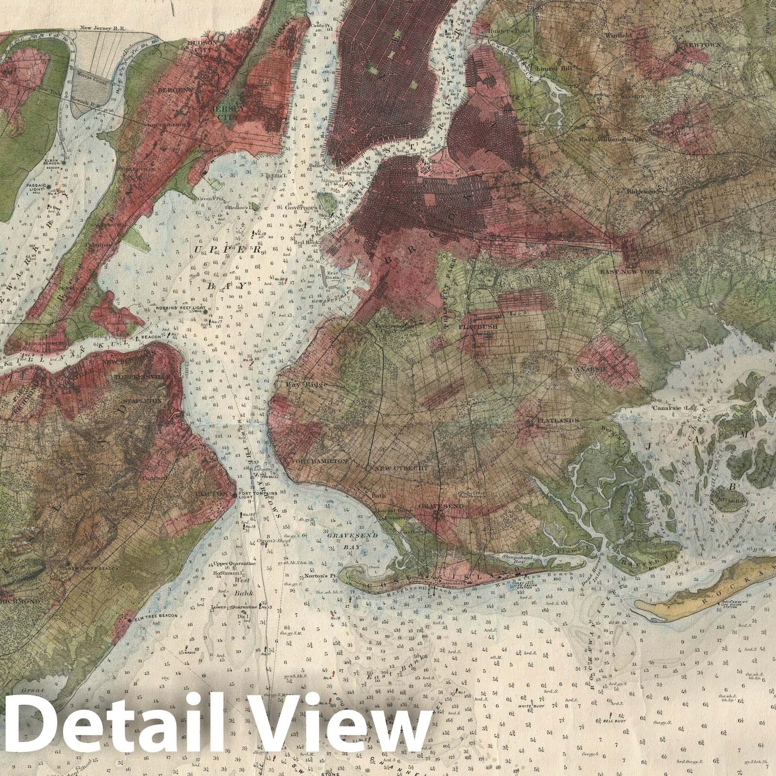 Historic Map : Nautical Chart New York City Bay and Harbor