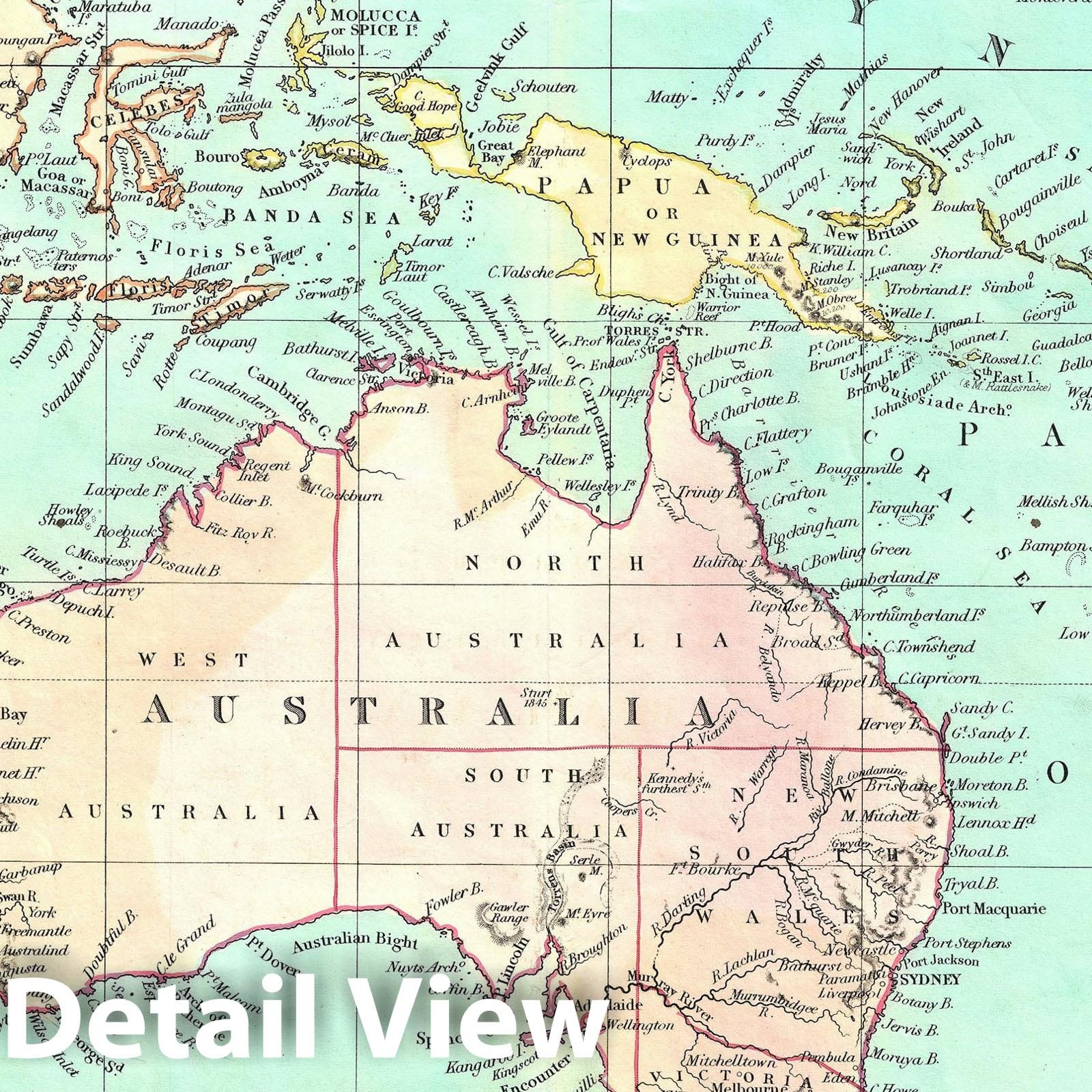 Historic Map : Australia and Polynesia, Cruchley, 1852, Vintage Wall Art