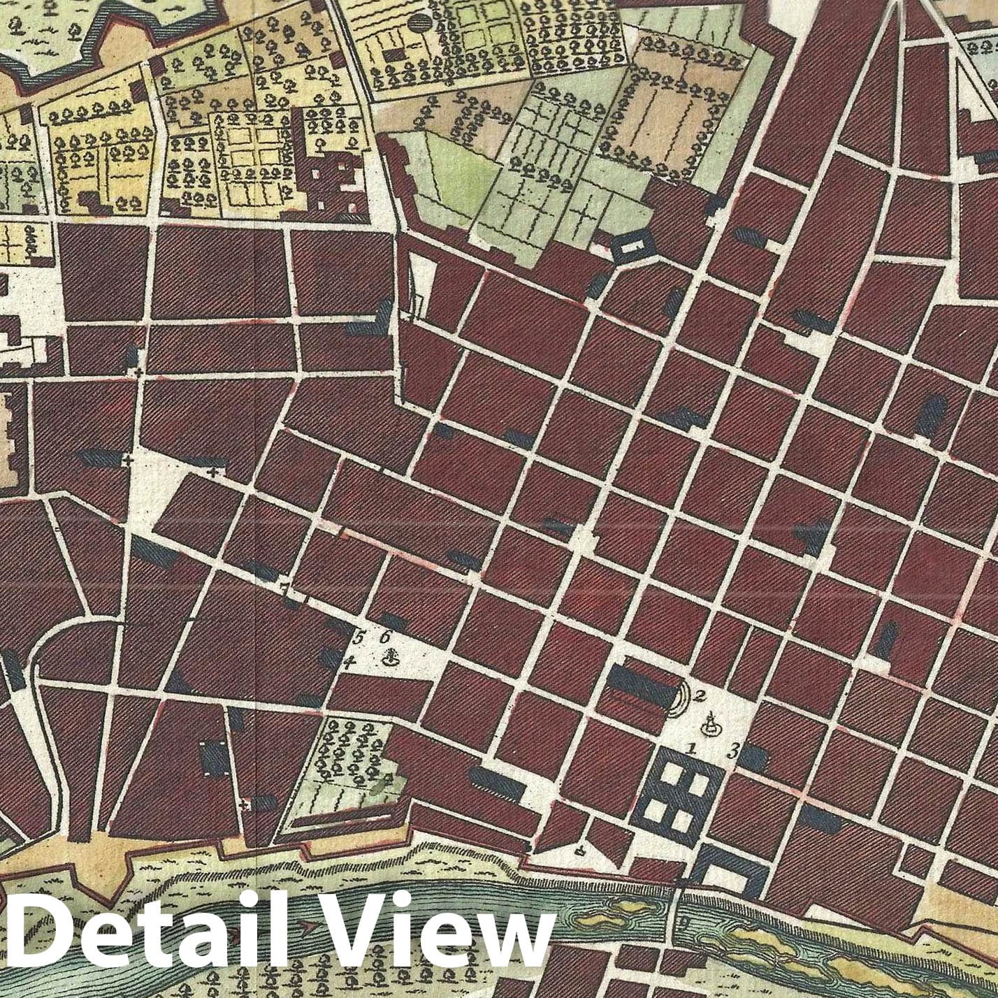 Historic Map : Plan of Lima, Peru, Isaak Tirion, 1767, Vintage Wall Art