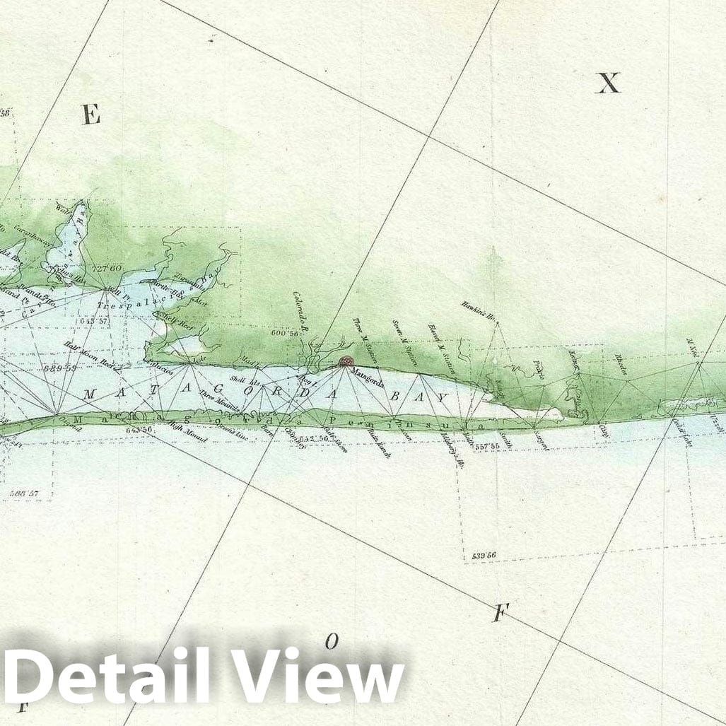 Historic Map : The Texas Coast from Corpus Christi to Galveston, U.S. Coast survey, 1860 v2, Vintage Wall Art