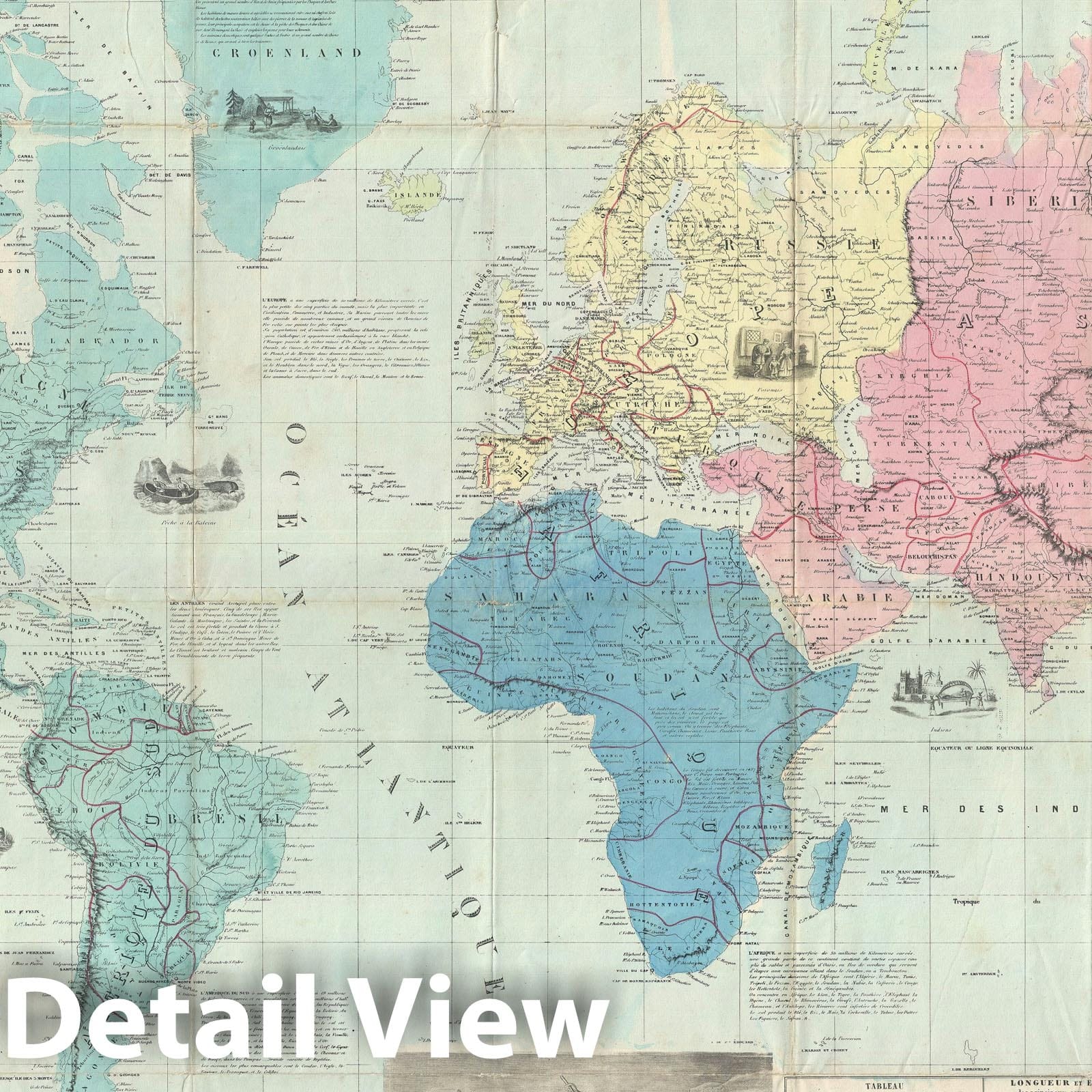 Historic Map : Monumental Wall Map of The World, Delamarche Monumental, 1862, Vintage Wall Art