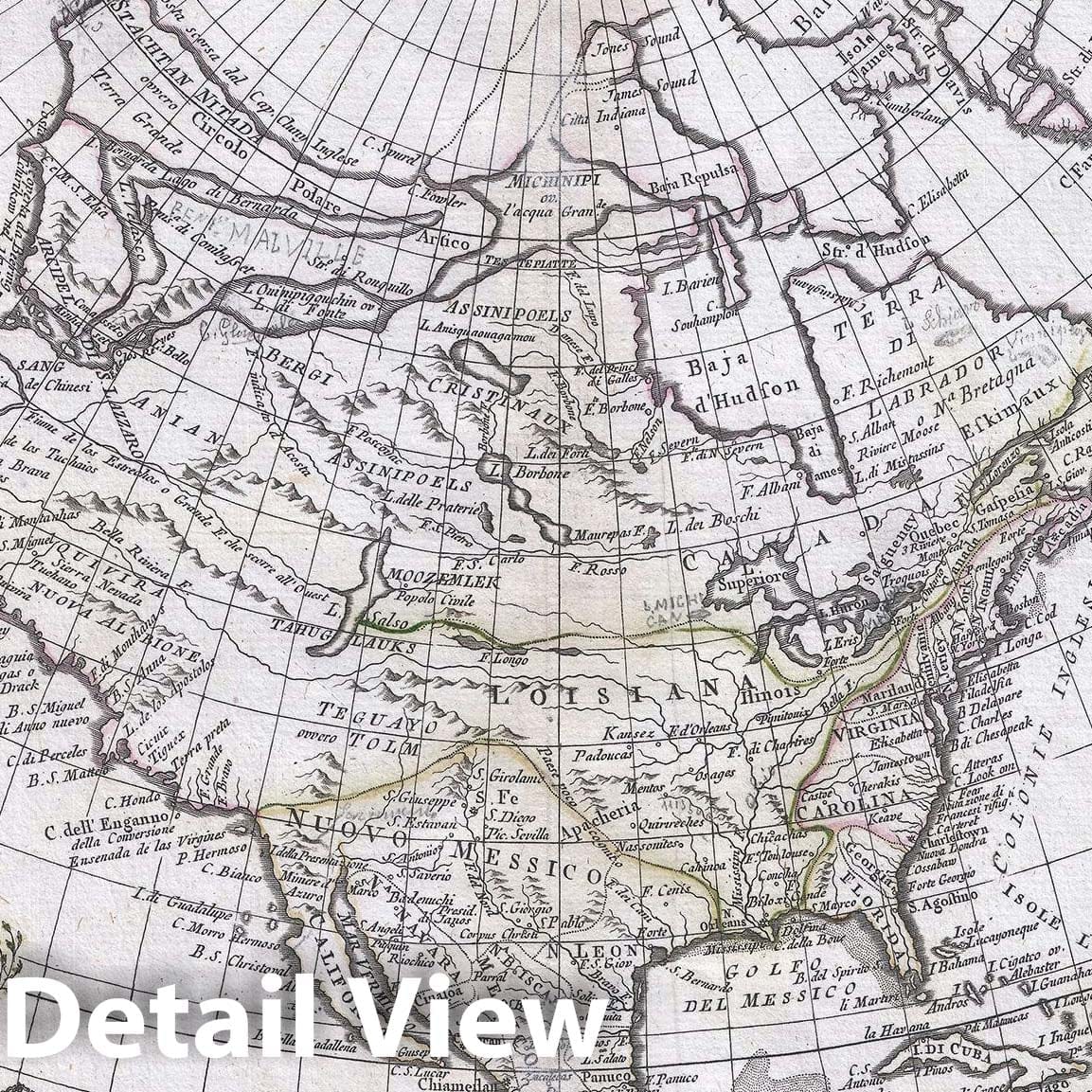 Historic Map : North America, Zatta, 1785, Vintage Wall Art