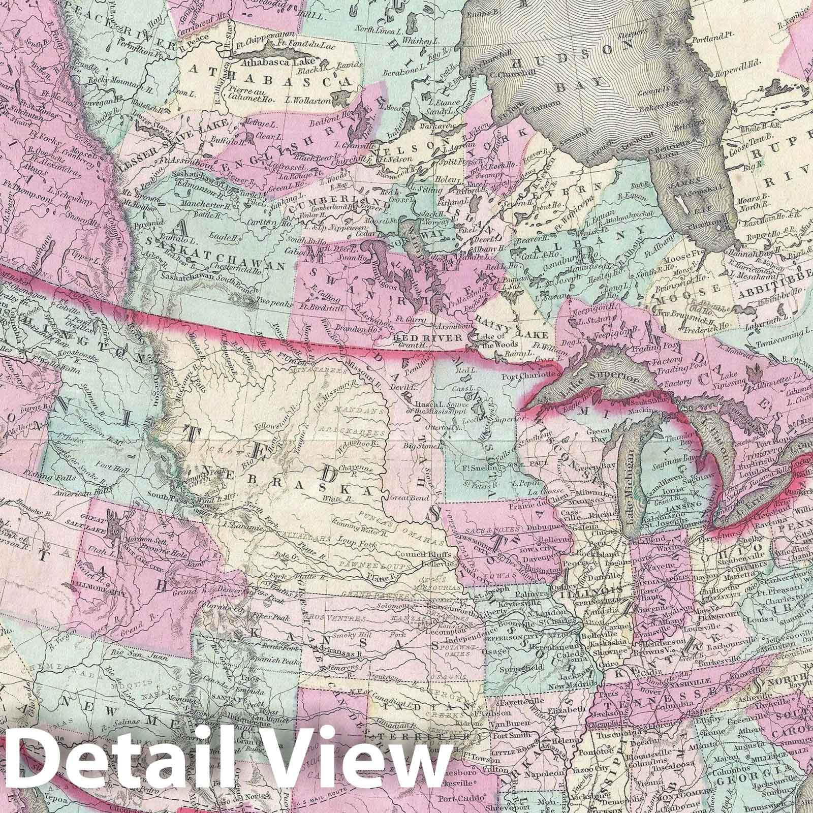 Historic Map : North America, Johnson, 1860, Vintage Wall Art
