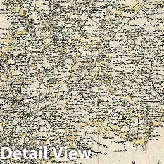 Historic Map : The Bangalore Division of Mysore, Karnataka, India, Pharoah, 1854, Vintage Wall Art