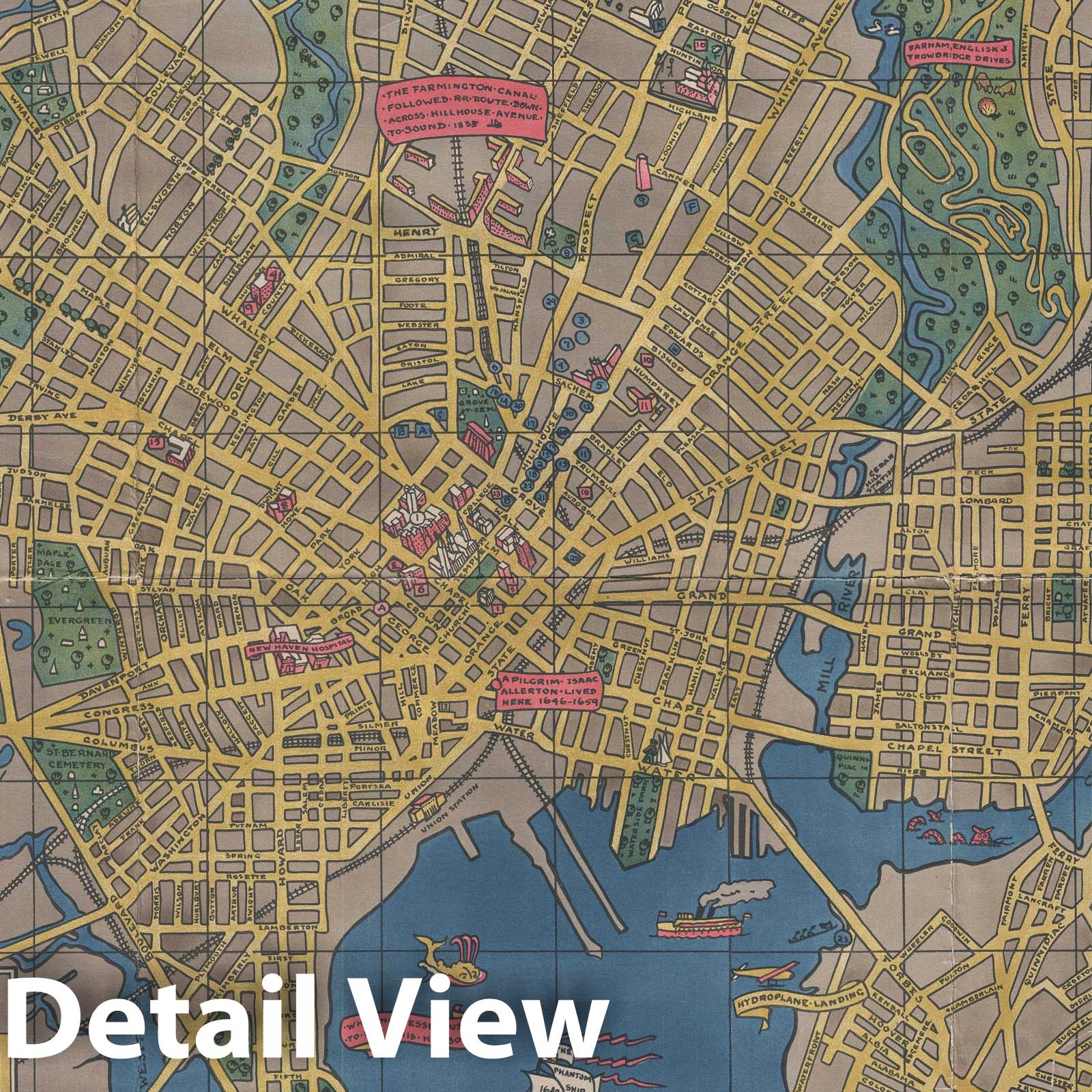 Historic Map : Plan of New Haven, Connecticut, Milligan, 1928, Vintage Wall Art