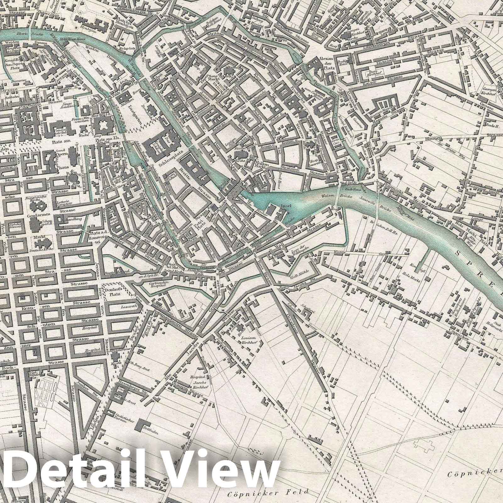 Historic Map : Plan of Berlin, S.D.U.K., 1833, Vintage Wall Art
