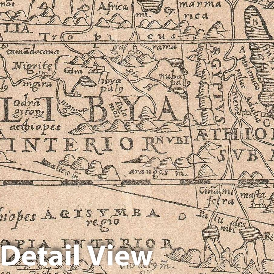 Historic Map : Ptolemaic Map of Africa, Heinrich, 1576, Vintage Wall Art