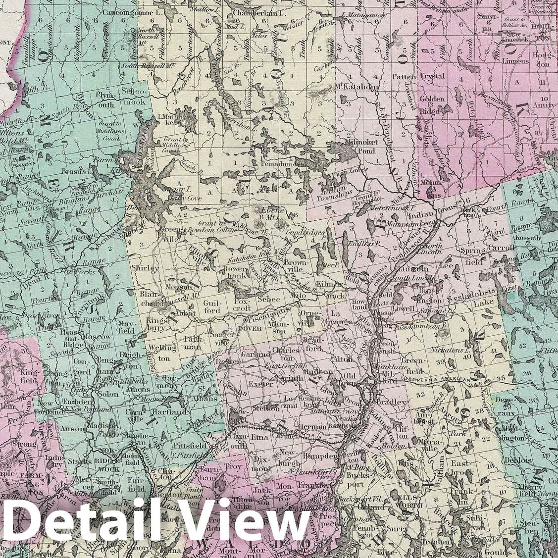 Historic Map : Maine, Colton, 1856, Vintage Wall Art