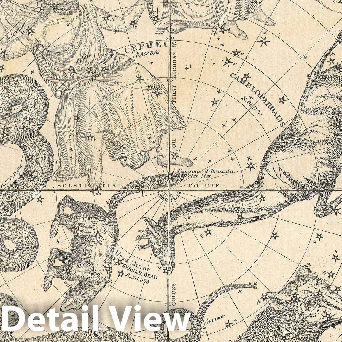 Historic Map : The Stars & Constellations of The Northern Hemisphere, Burritt - Huntington, 1856, Vintage Wall Art