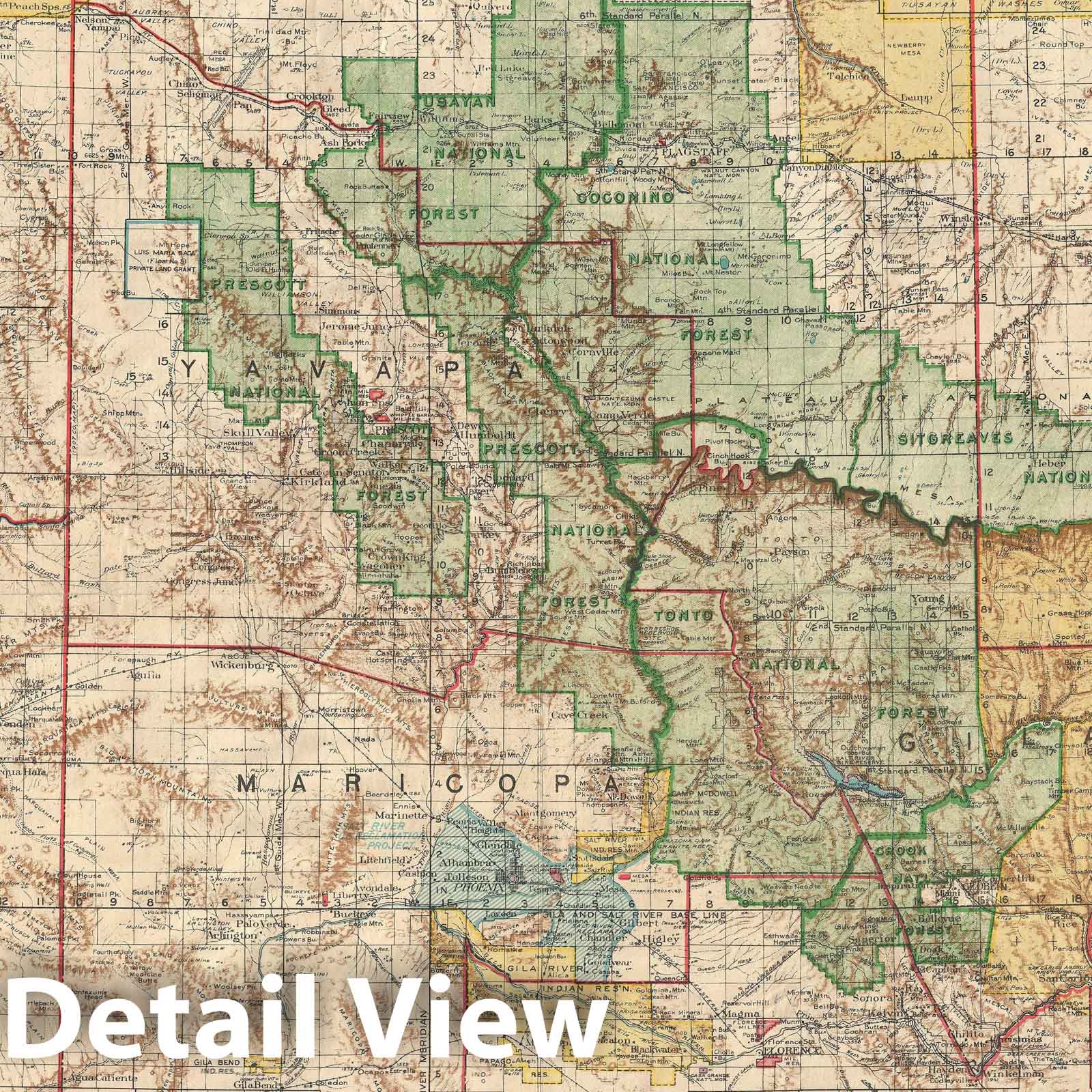 Historic Map : General Land Office Wall Map of Arizona showing Reservations, 1921, Vintage Wall Art