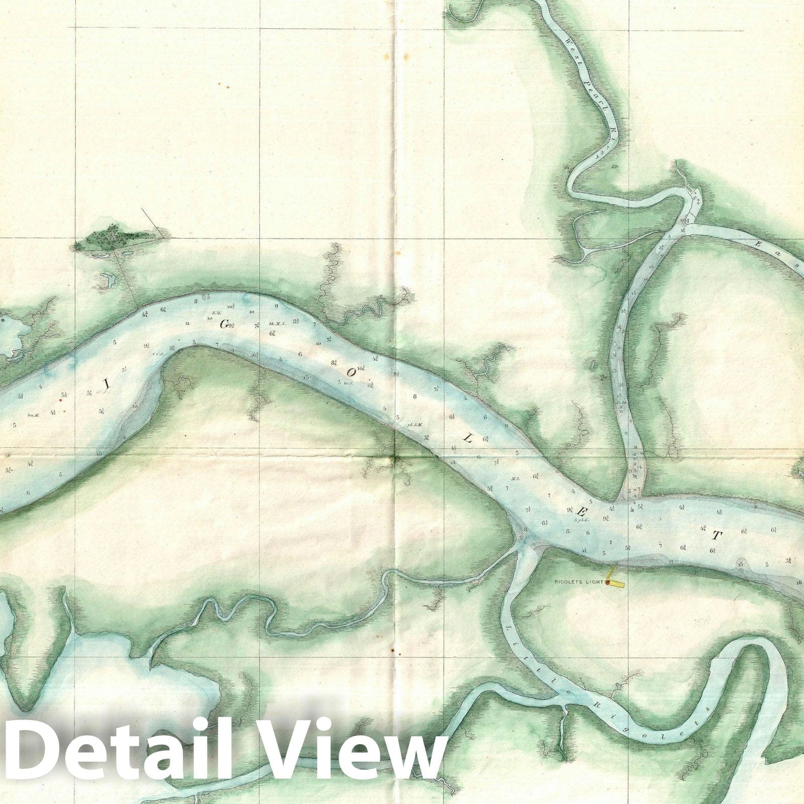 Historic Map : Nautical Chart Rigolets, Louisiana, U.S. Coast Survey, 1859, Vintage Wall Art